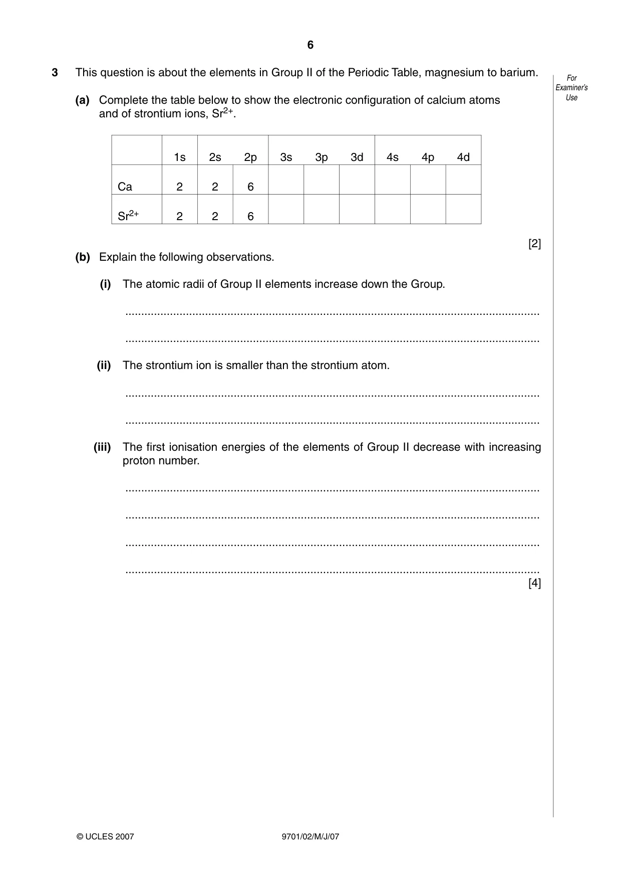 Cambridge A Level Chemistry 9701 2007 May/June Paper 2 · Variant 1 question paper, page 6 of 12