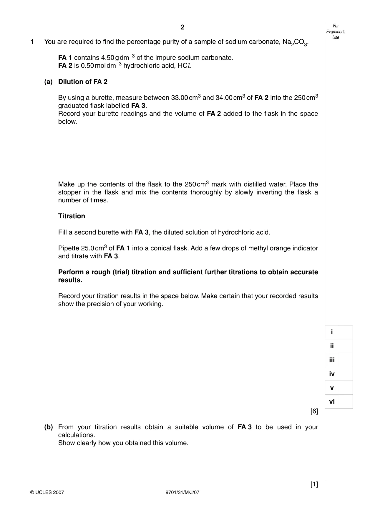 Cambridge A Level Chemistry 9701 2007 May/June Paper 3 · Variant 1 question paper, page 2 of 12