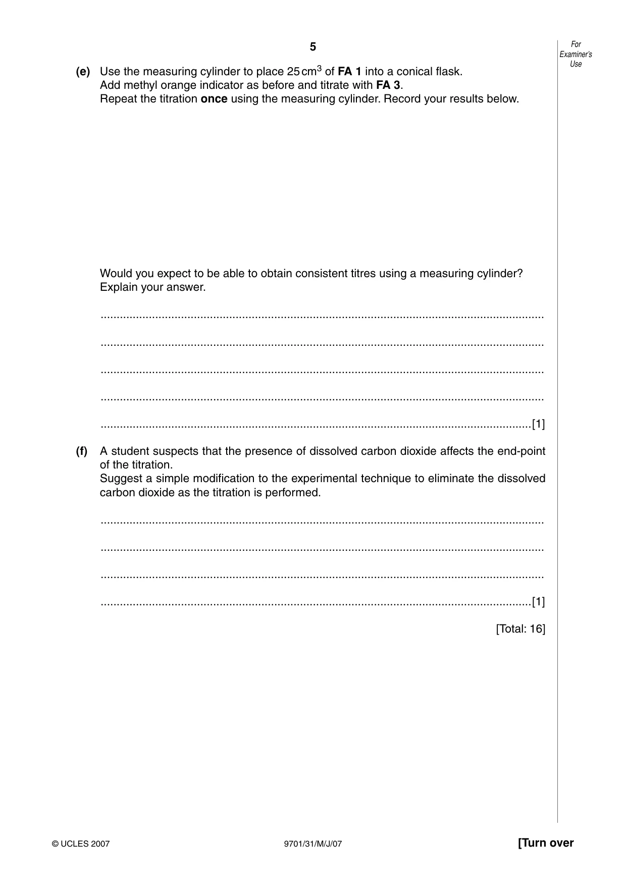 Cambridge A Level Chemistry 9701 2007 May/June Paper 3 · Variant 1 question paper, page 5 of 12