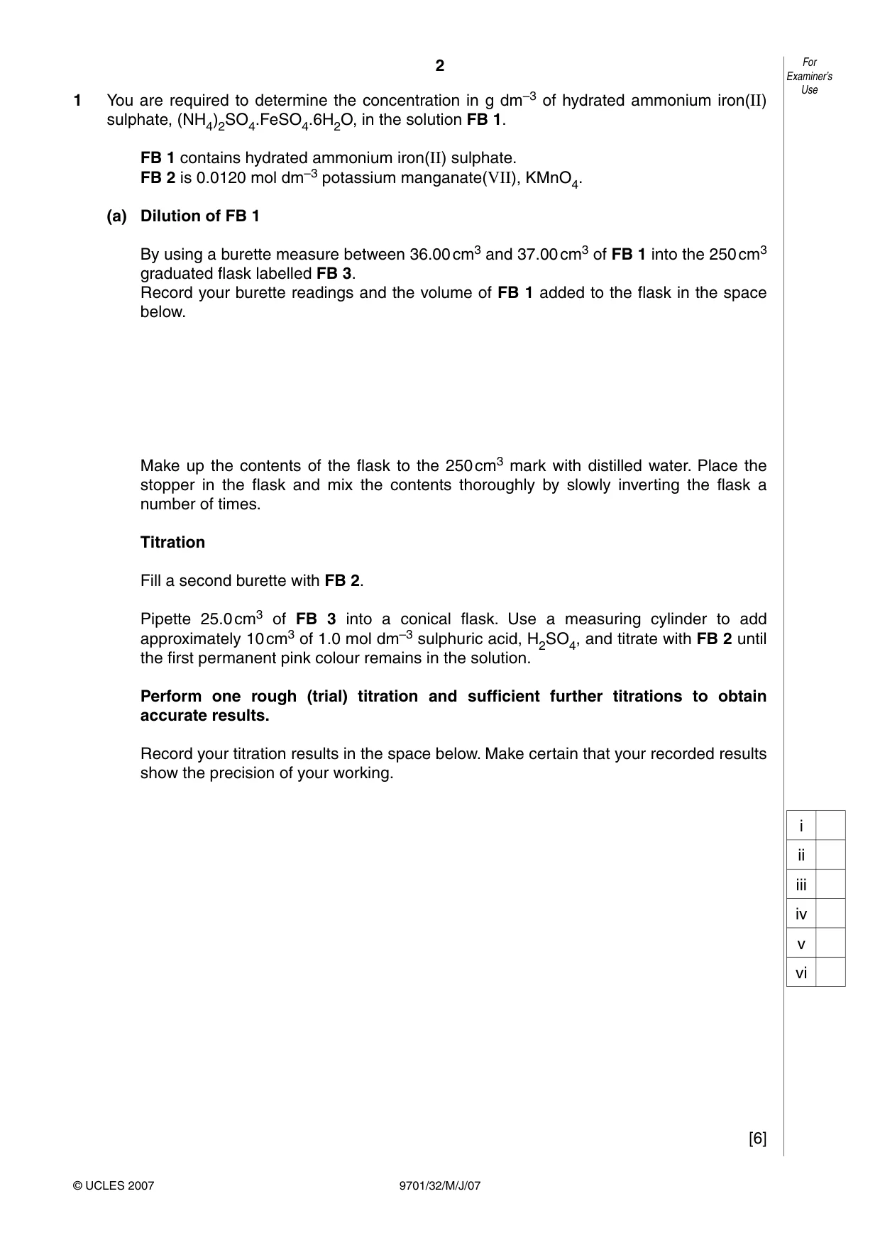 Cambridge A Level Chemistry 9701 2007 May/June Paper 3 · Variant 2 question paper, page 2 of 12