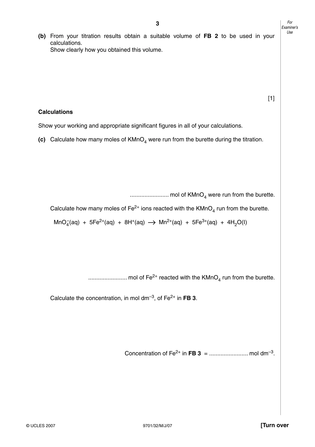 Cambridge A Level Chemistry 9701 2007 May/June Paper 3 · Variant 2 question paper, page 3 of 12