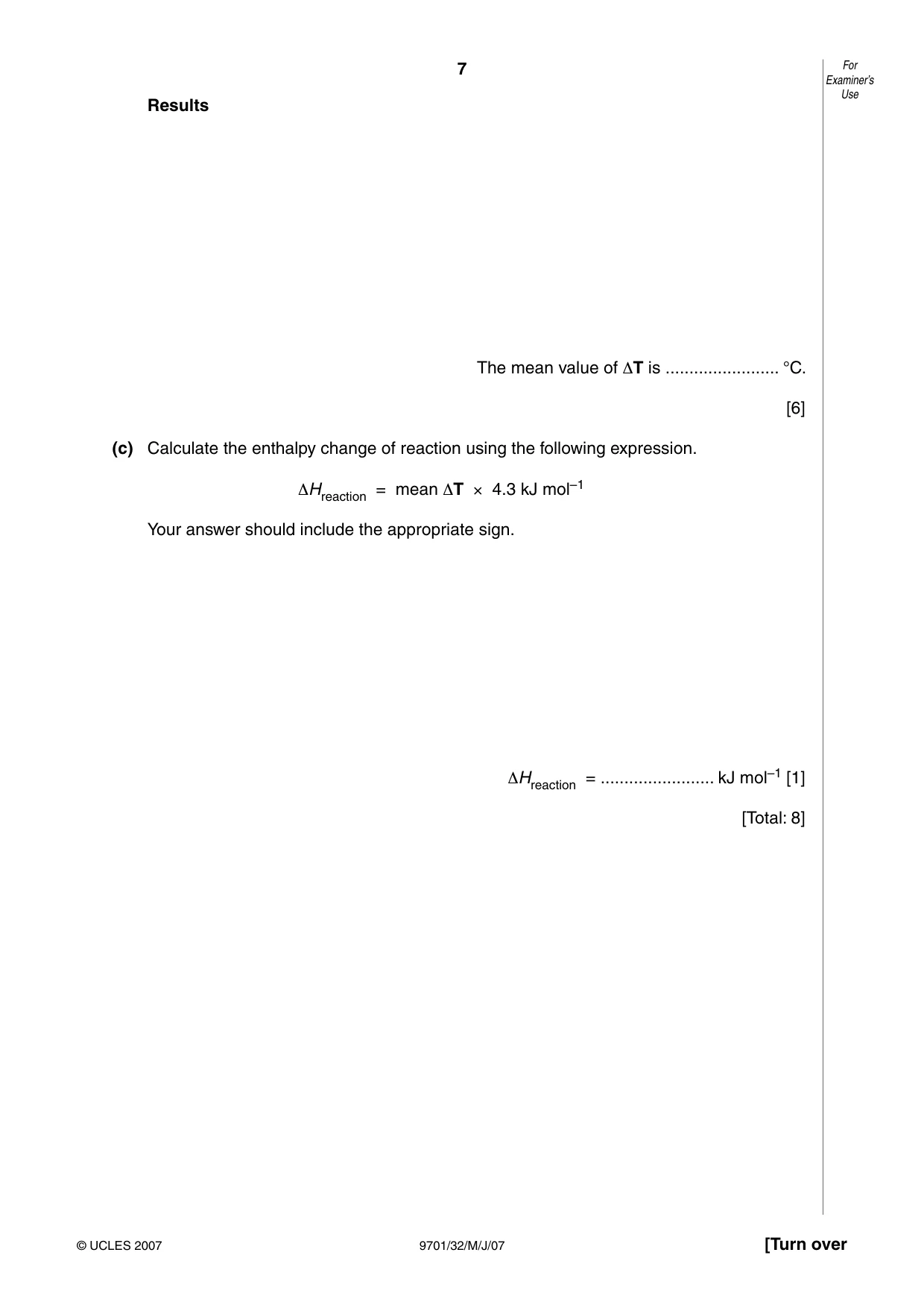 Cambridge A Level Chemistry 9701 2007 May/June Paper 3 · Variant 2 question paper, page 7 of 12