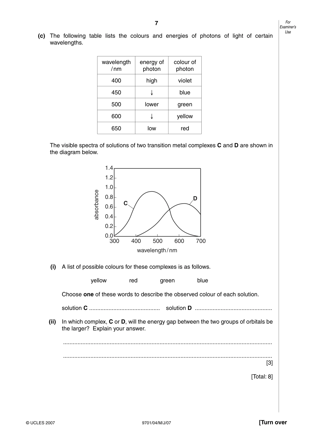 Cambridge A Level Chemistry 9701 2007 May/June Paper 4 · Variant 1 question paper, page 7 of 16