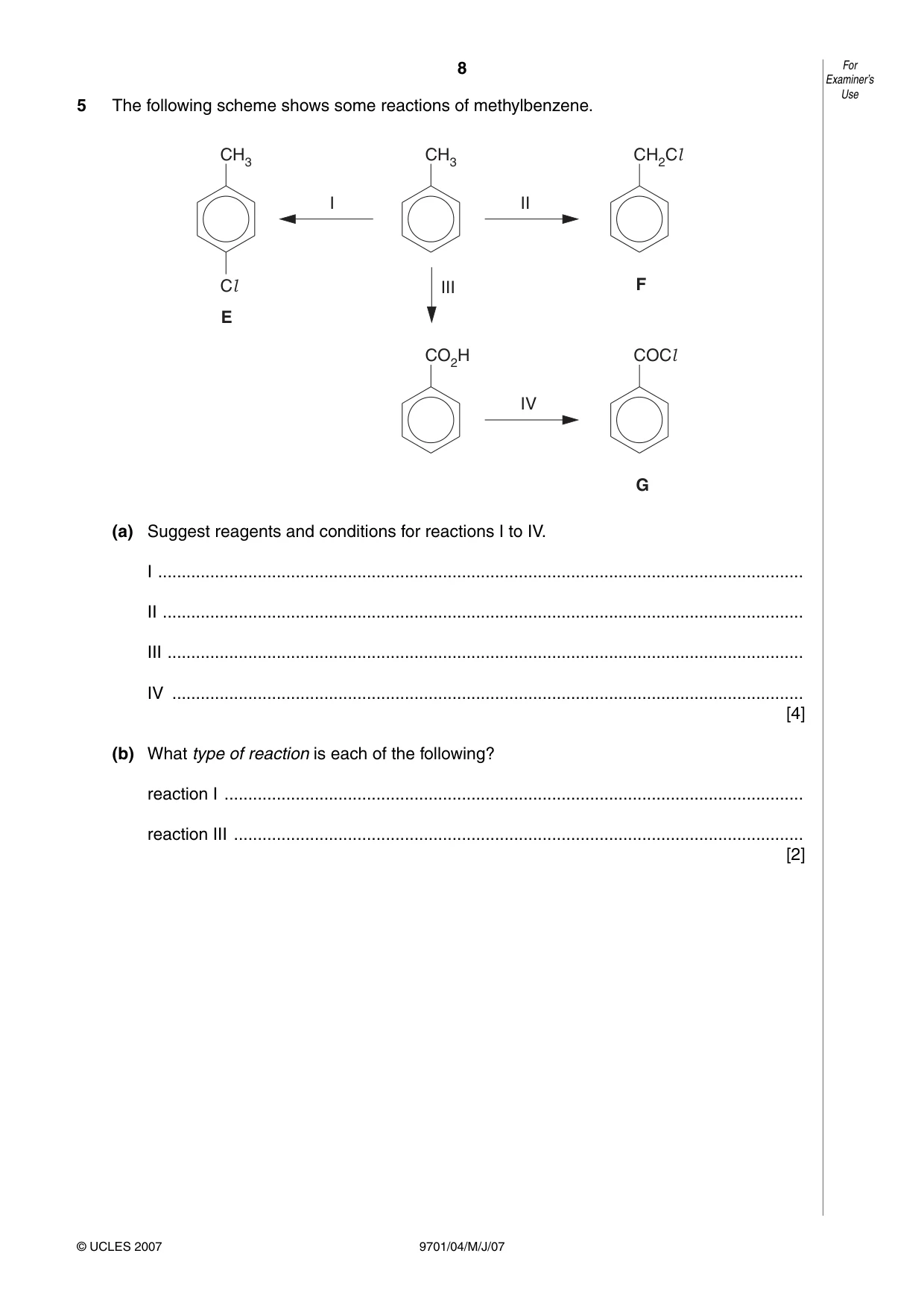 Cambridge A Level Chemistry 9701 2007 May/June Paper 4 · Variant 1 question paper, page 8 of 16