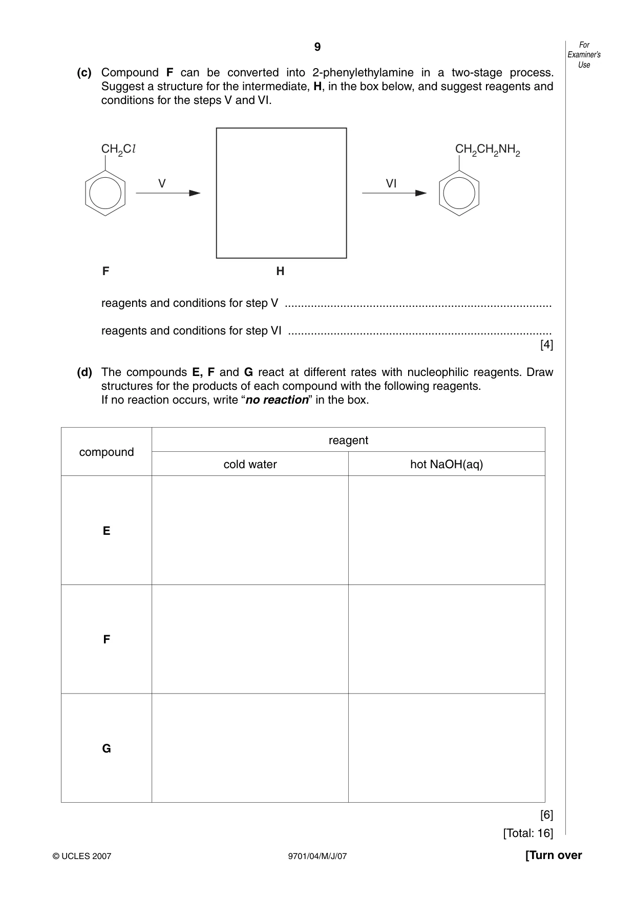 Cambridge A Level Chemistry 9701 2007 May/June Paper 4 · Variant 1 question paper, page 9 of 16