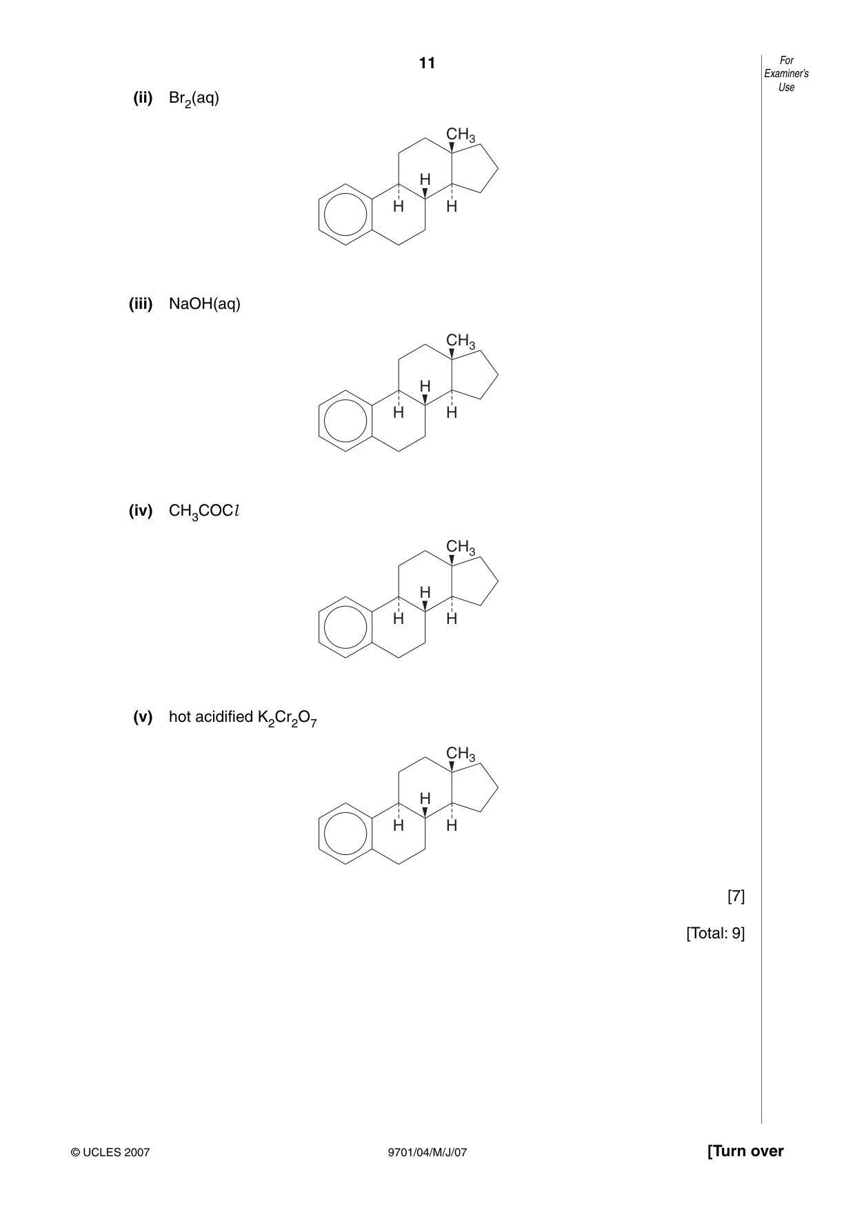Cambridge A Level Chemistry 9701 2007 May/June Paper 4 · Variant 1 question paper, page 11 of 16