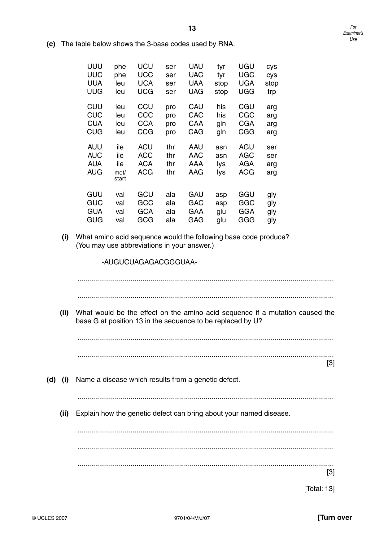 Cambridge A Level Chemistry 9701 2007 May/June Paper 4 · Variant 1 question paper, page 13 of 16