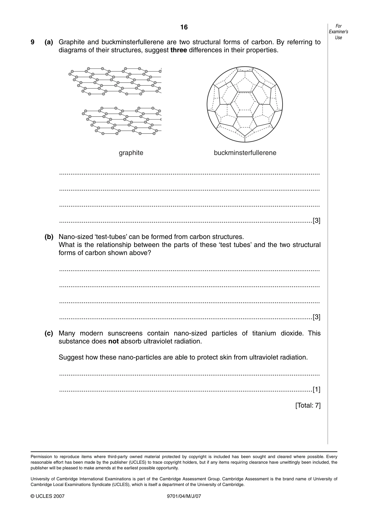Cambridge A Level Chemistry 9701 2007 May/June Paper 4 · Variant 1 question paper, page 16 of 16