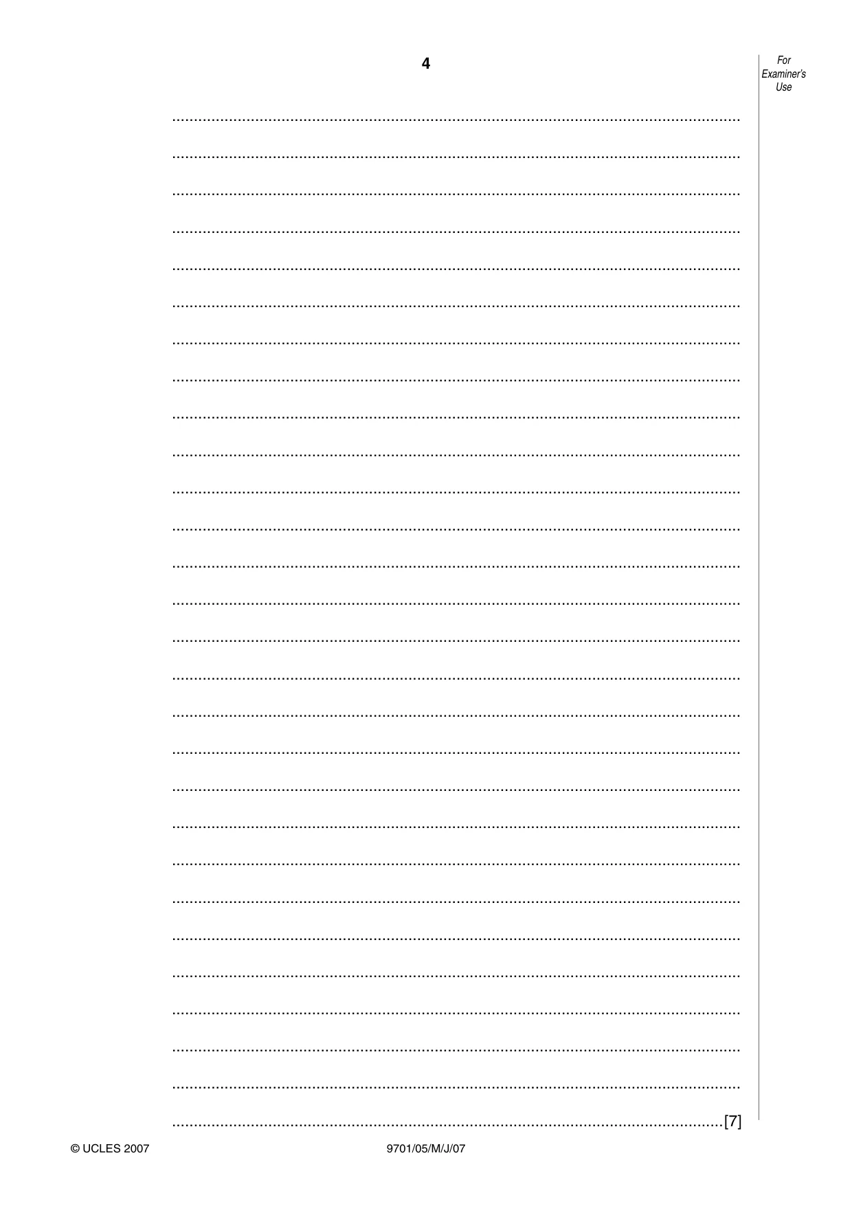 Cambridge A Level Chemistry 9701 2007 May/June Paper 5 · Variant 1 question paper, page 4 of 12