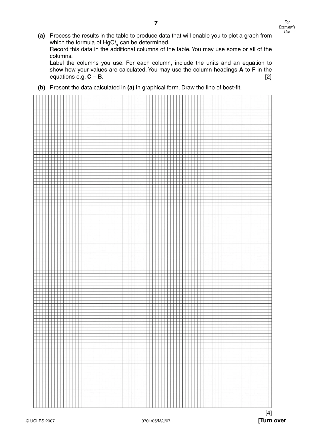 Cambridge A Level Chemistry 9701 2007 May/June Paper 5 · Variant 1 question paper, page 7 of 12