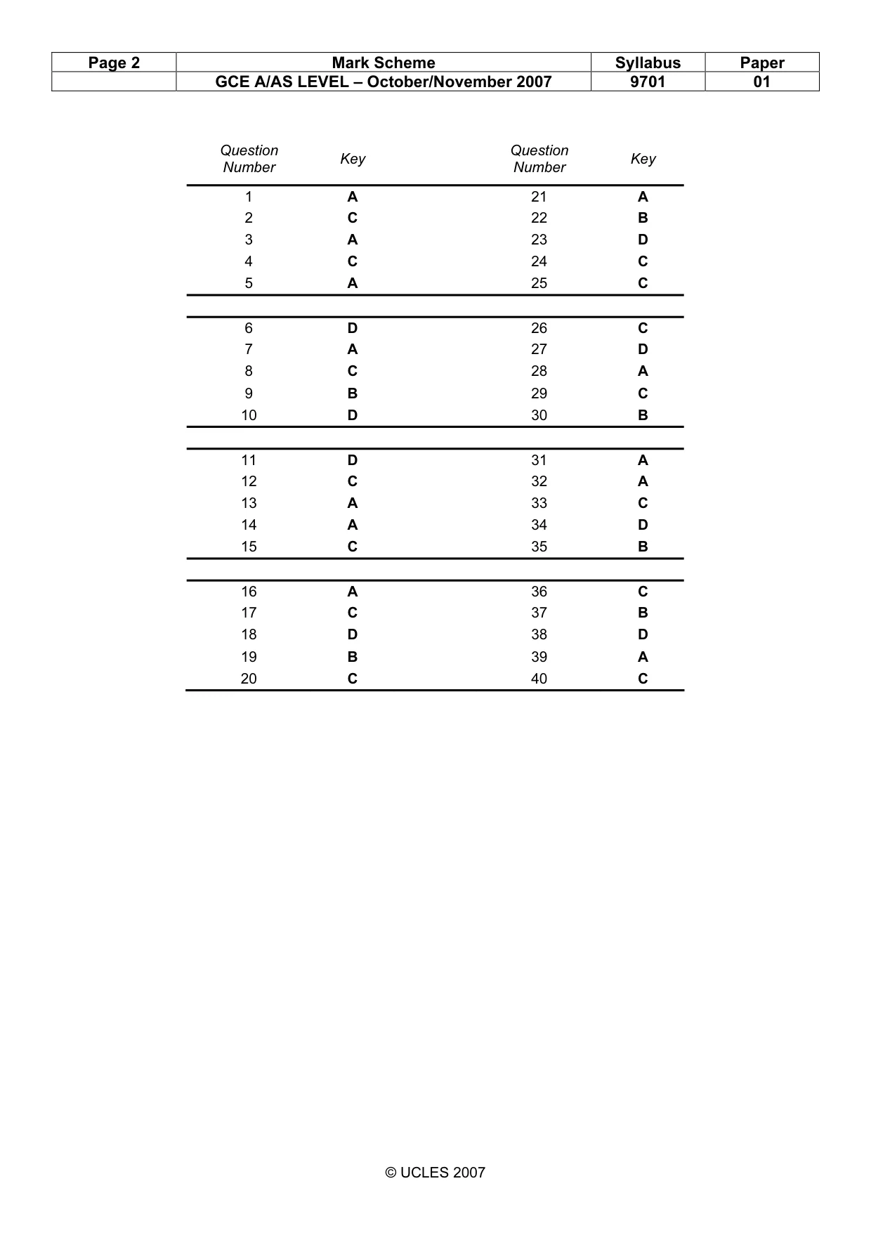 Mark scheme, page 2 of 2