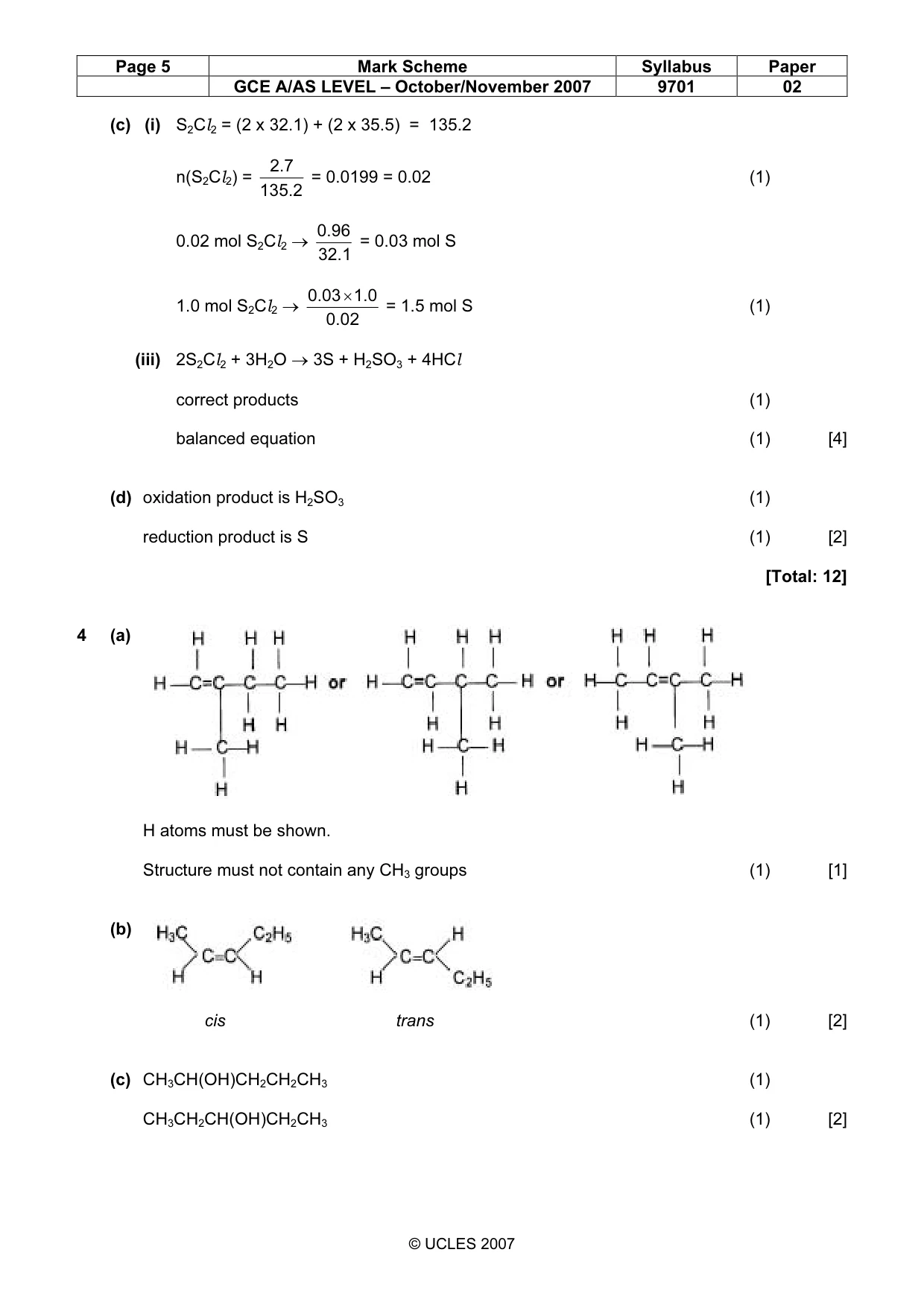 Mark scheme, page 5 of 7