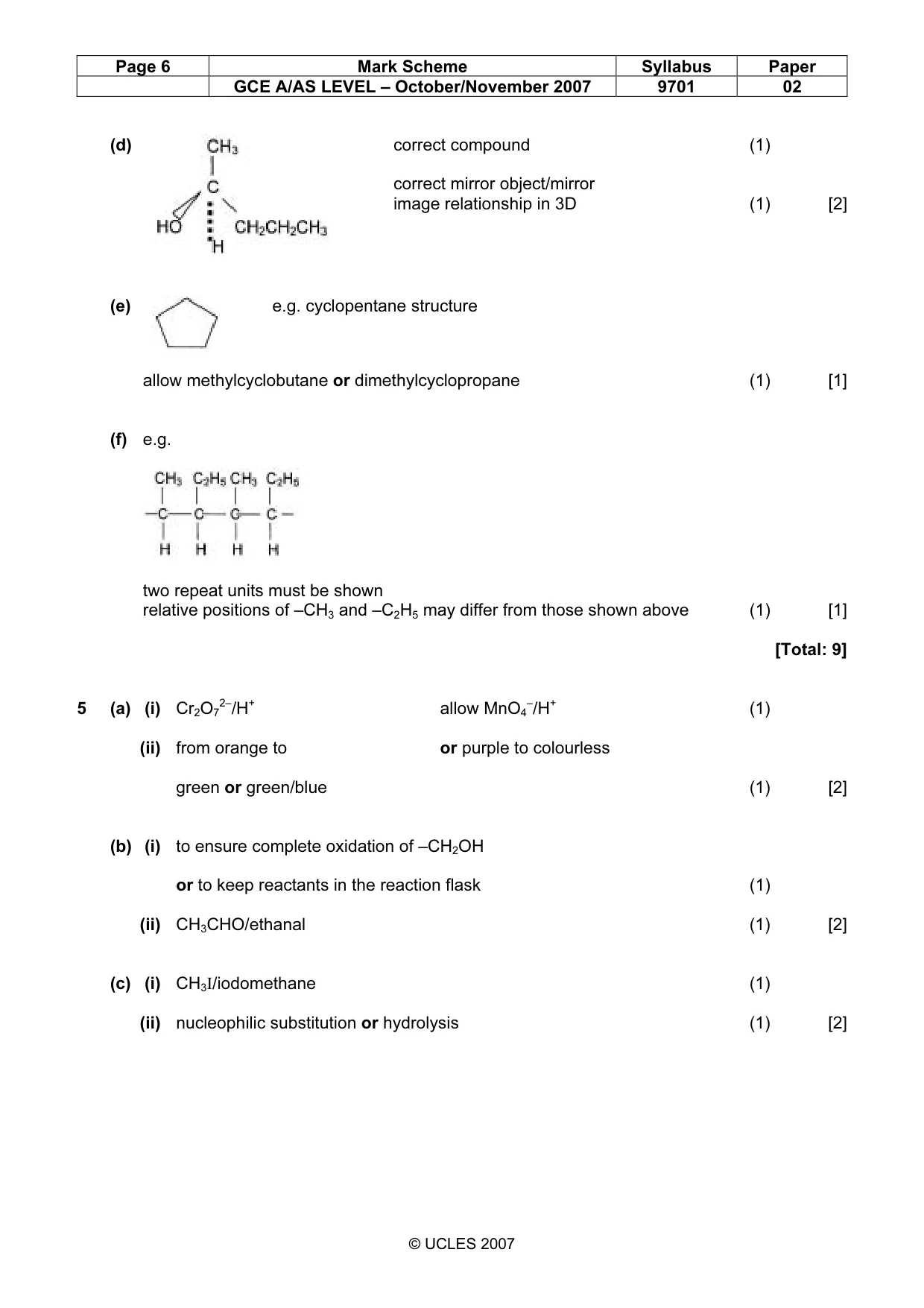 Mark scheme, page 6 of 7