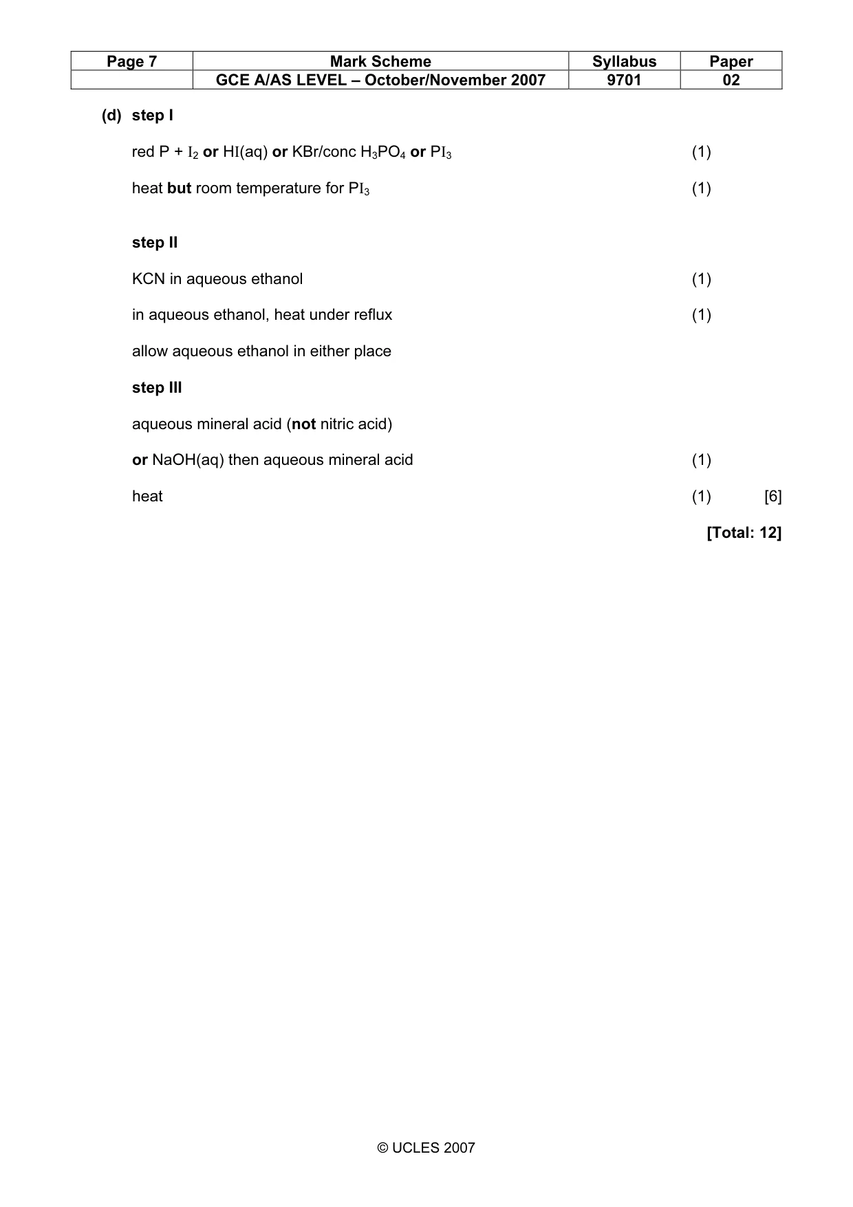 Mark scheme, page 7 of 7