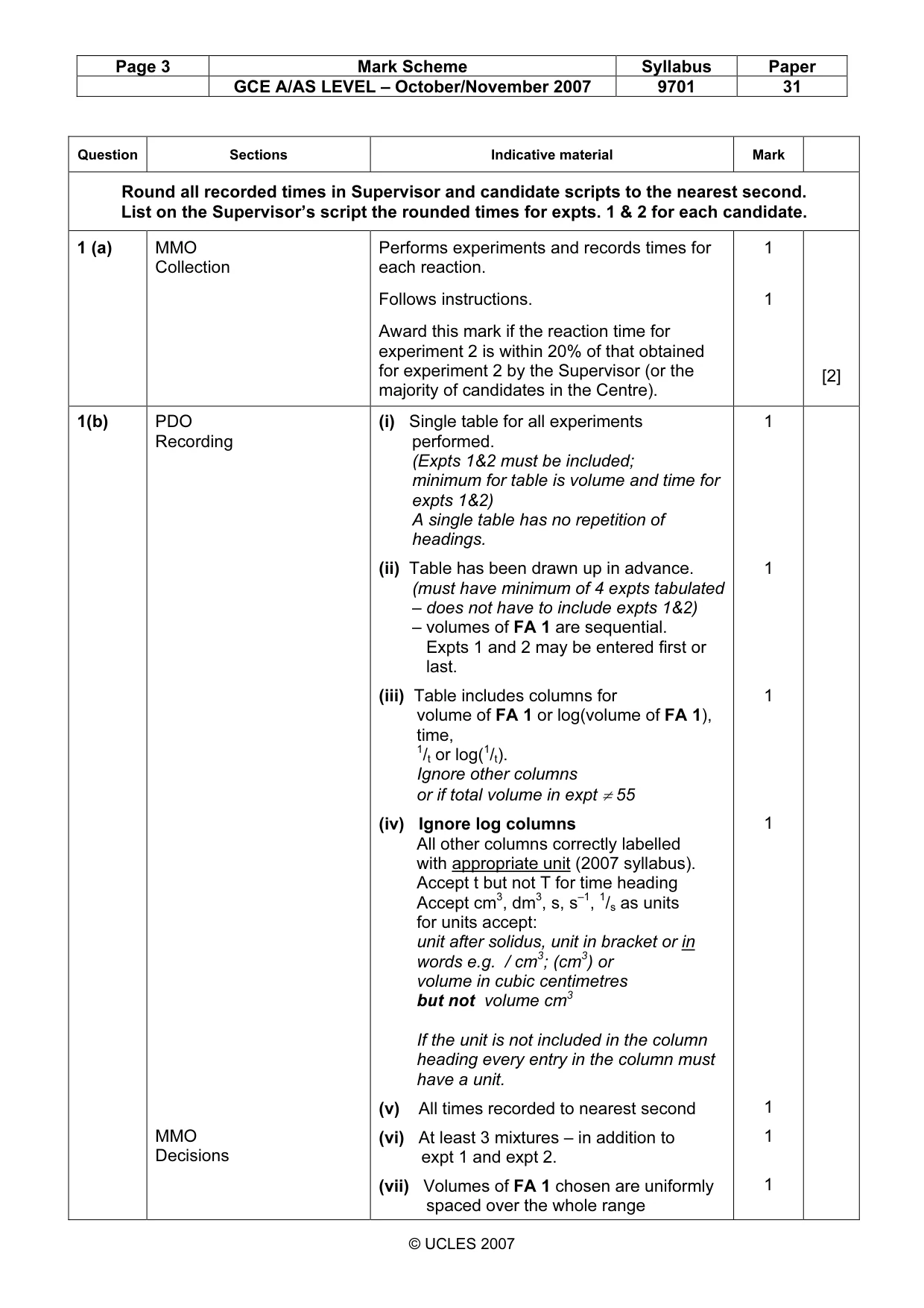 Mark scheme, page 3 of 8