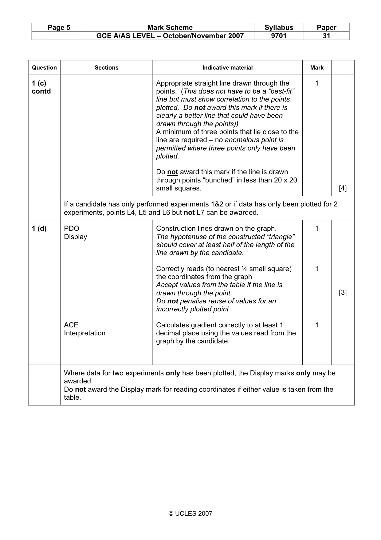 Mark scheme, page 5 of 8