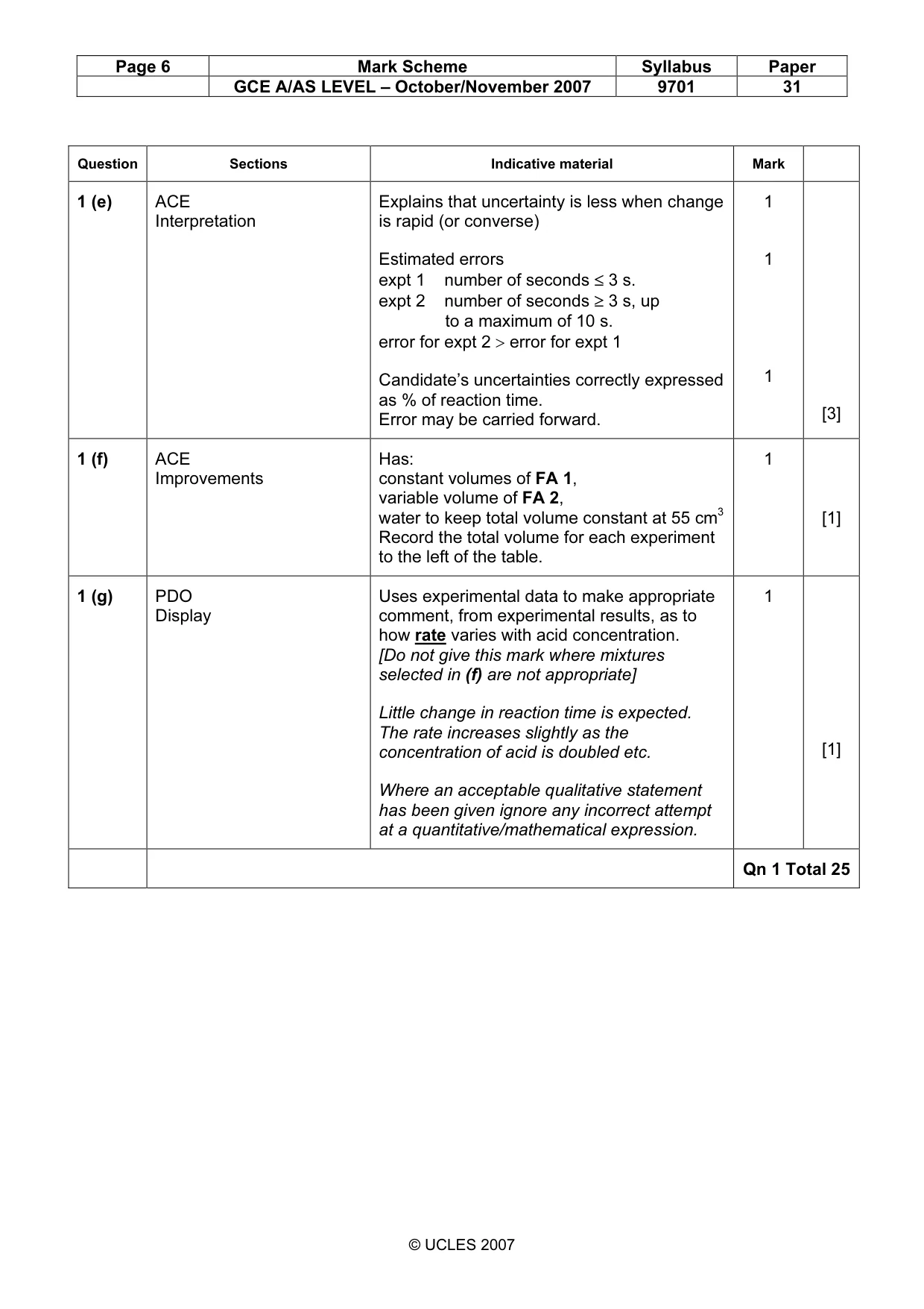 Mark scheme, page 6 of 8