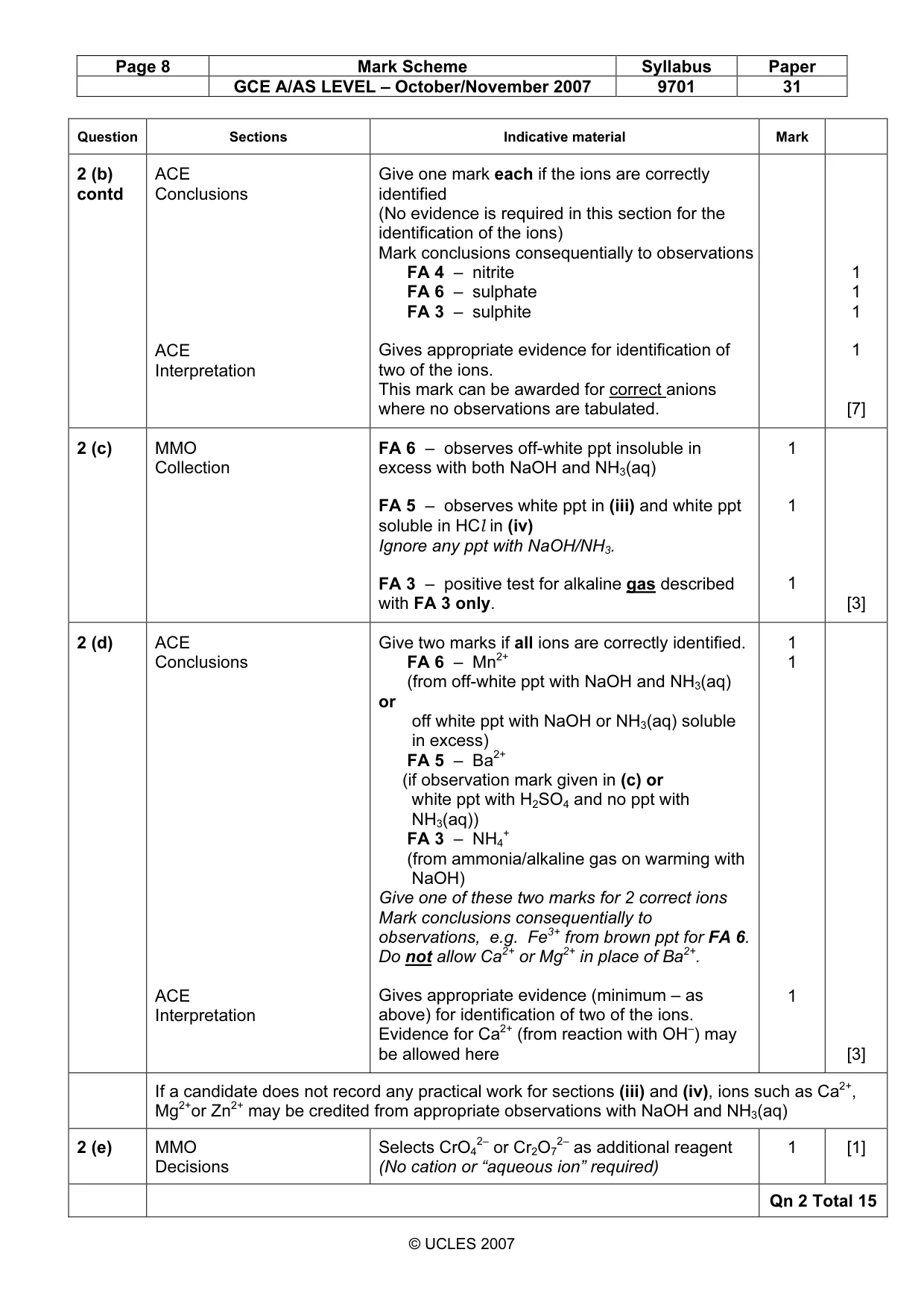 Mark scheme, page 8 of 8