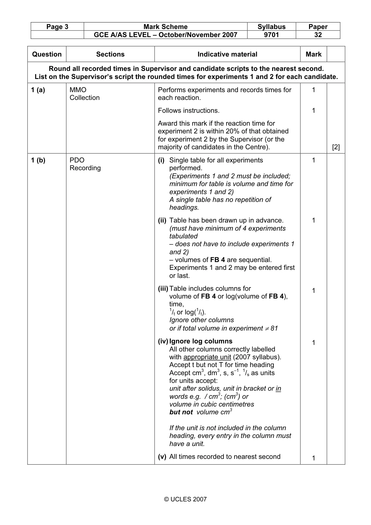 Mark scheme, page 3 of 8