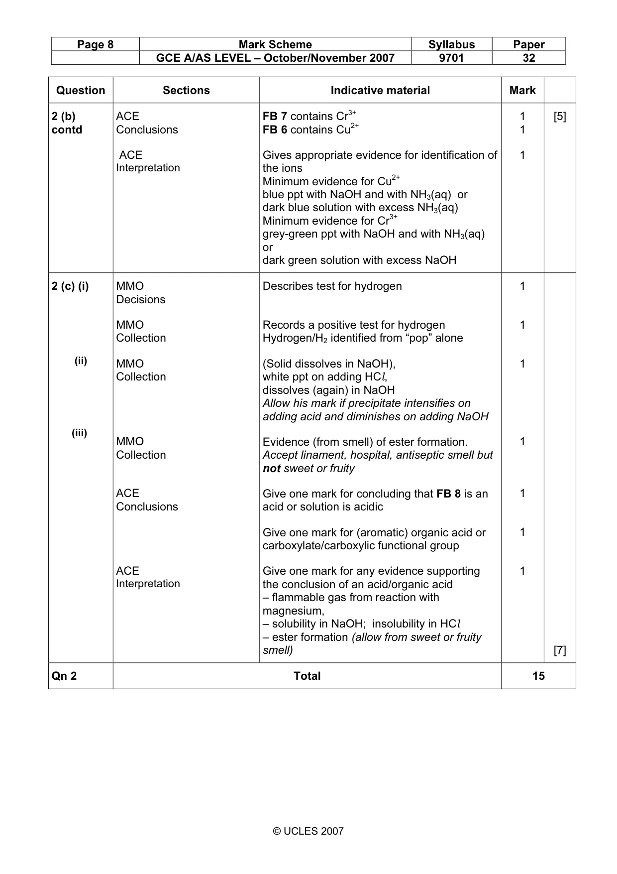 Mark scheme, page 8 of 8