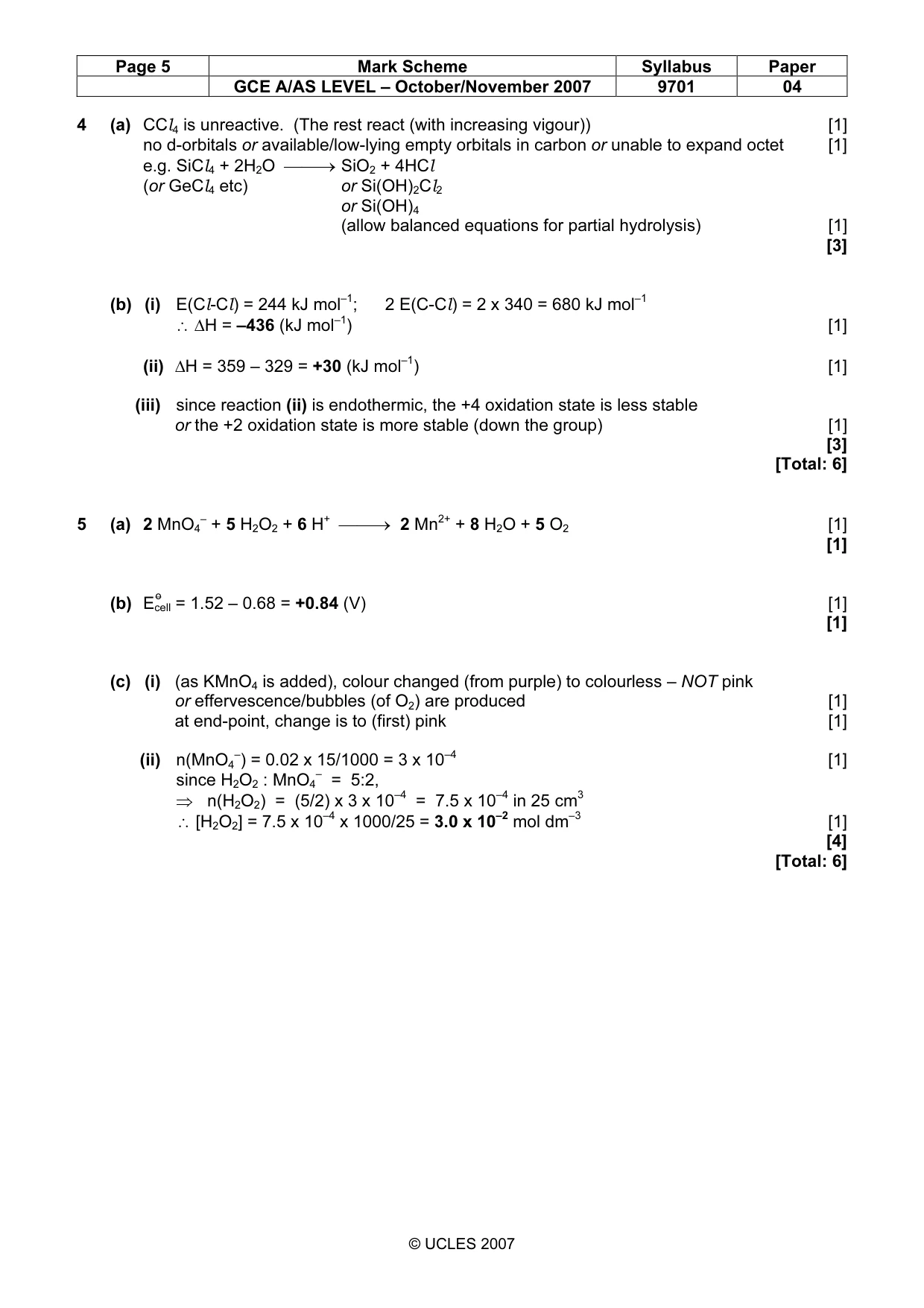 Mark scheme, page 5 of 10