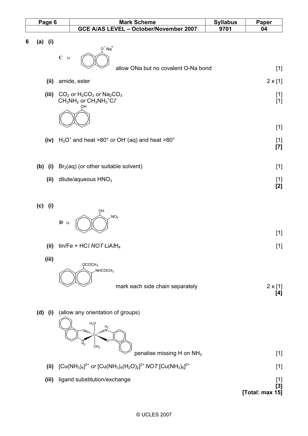 Mark scheme, page 6 of 10