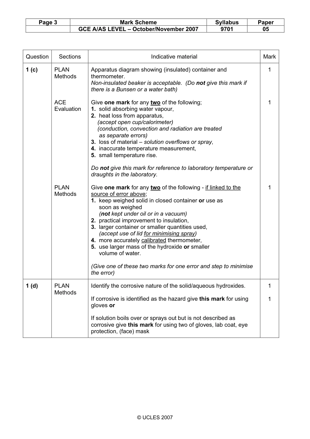 Mark scheme, page 3 of 8