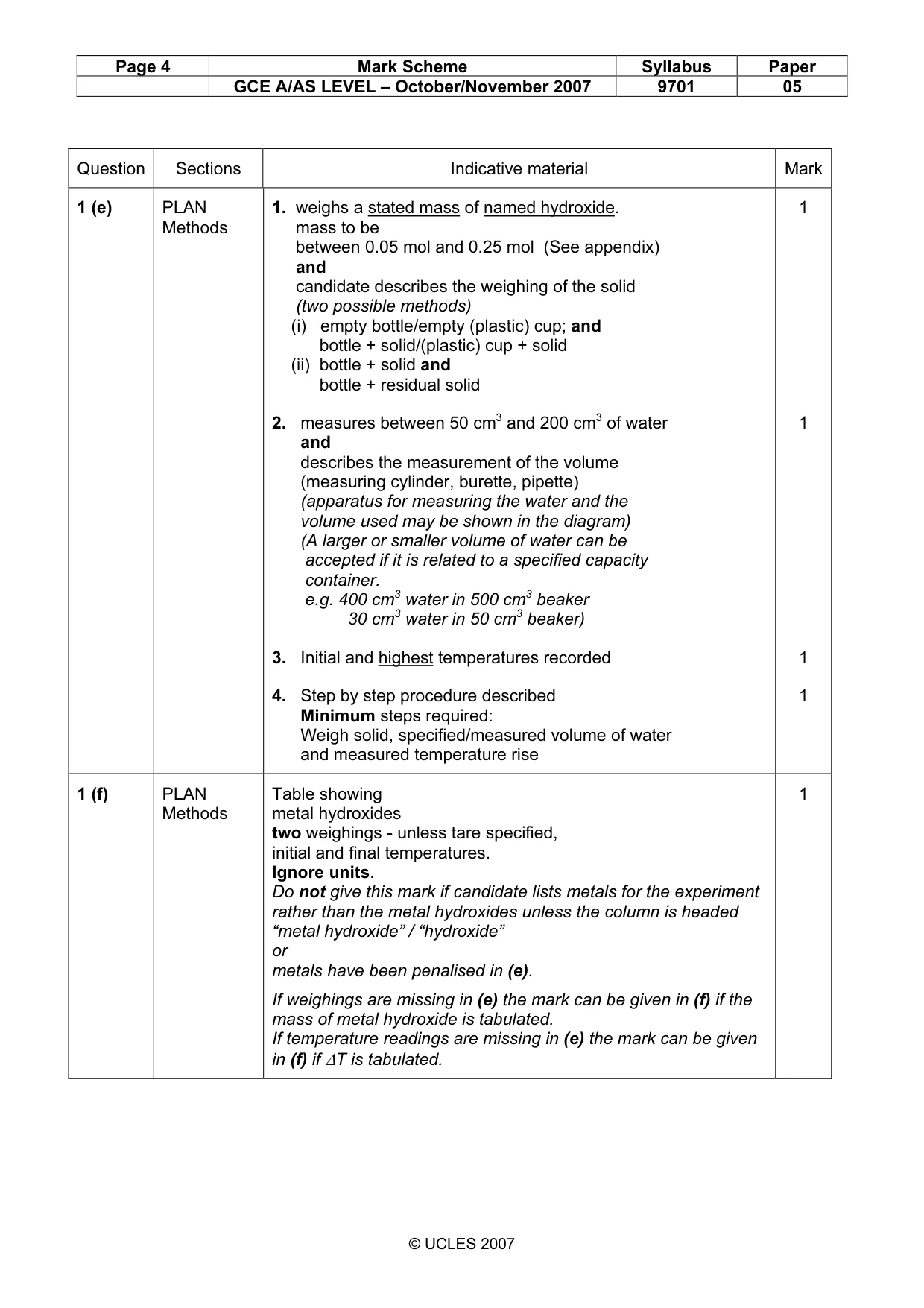 Mark scheme, page 4 of 8