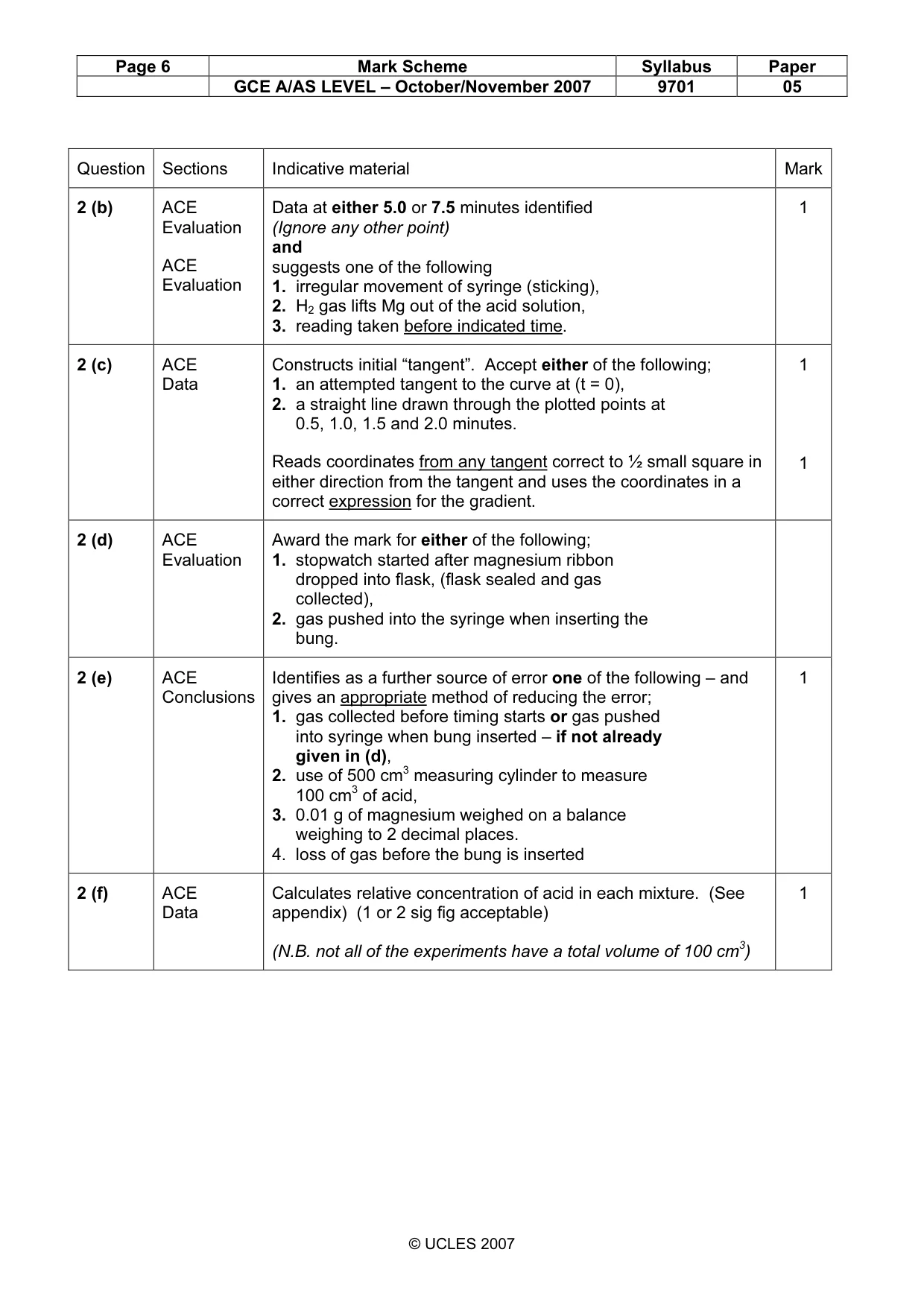 Mark scheme, page 6 of 8