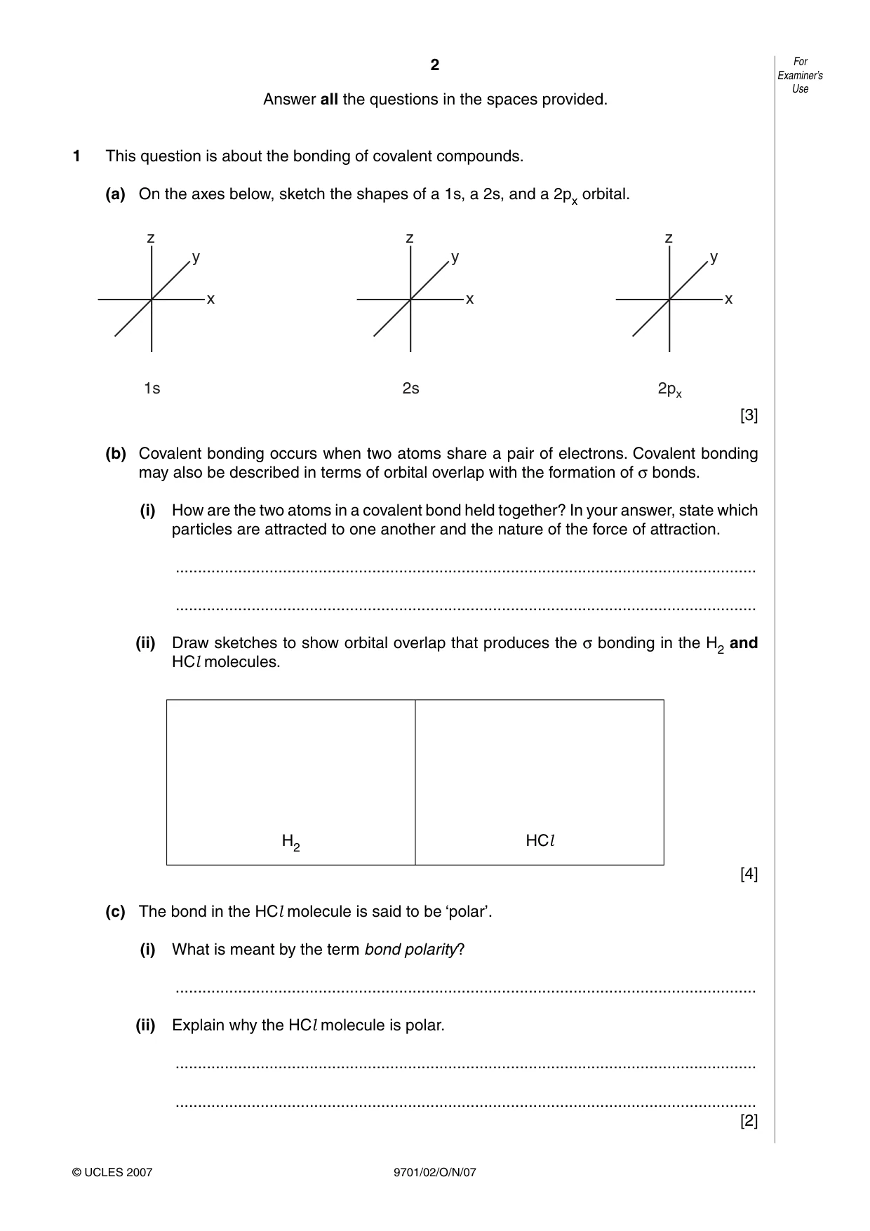 Cambridge A Level Chemistry 9701 2007 Oct/Nov Paper 2 · Variant 1 question paper, page 2 of 12