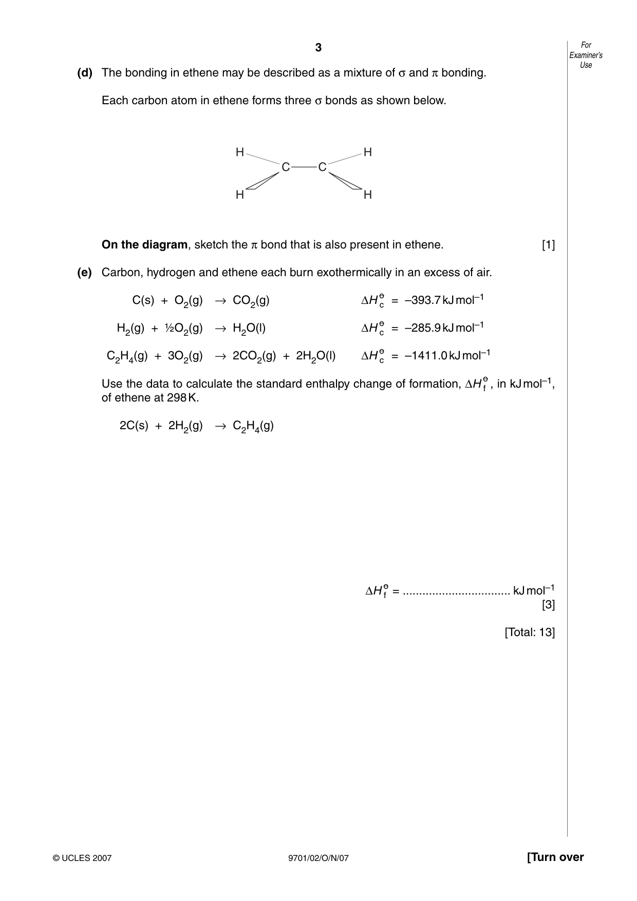 Cambridge A Level Chemistry 9701 2007 Oct/Nov Paper 2 · Variant 1 question paper, page 3 of 12