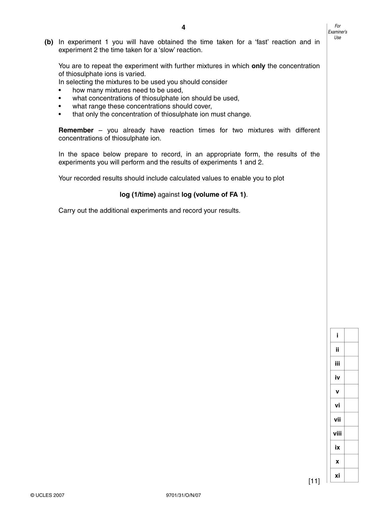 Cambridge A Level Chemistry 9701 2007 Oct/Nov Paper 3 · Variant 1 question paper, page 4 of 12