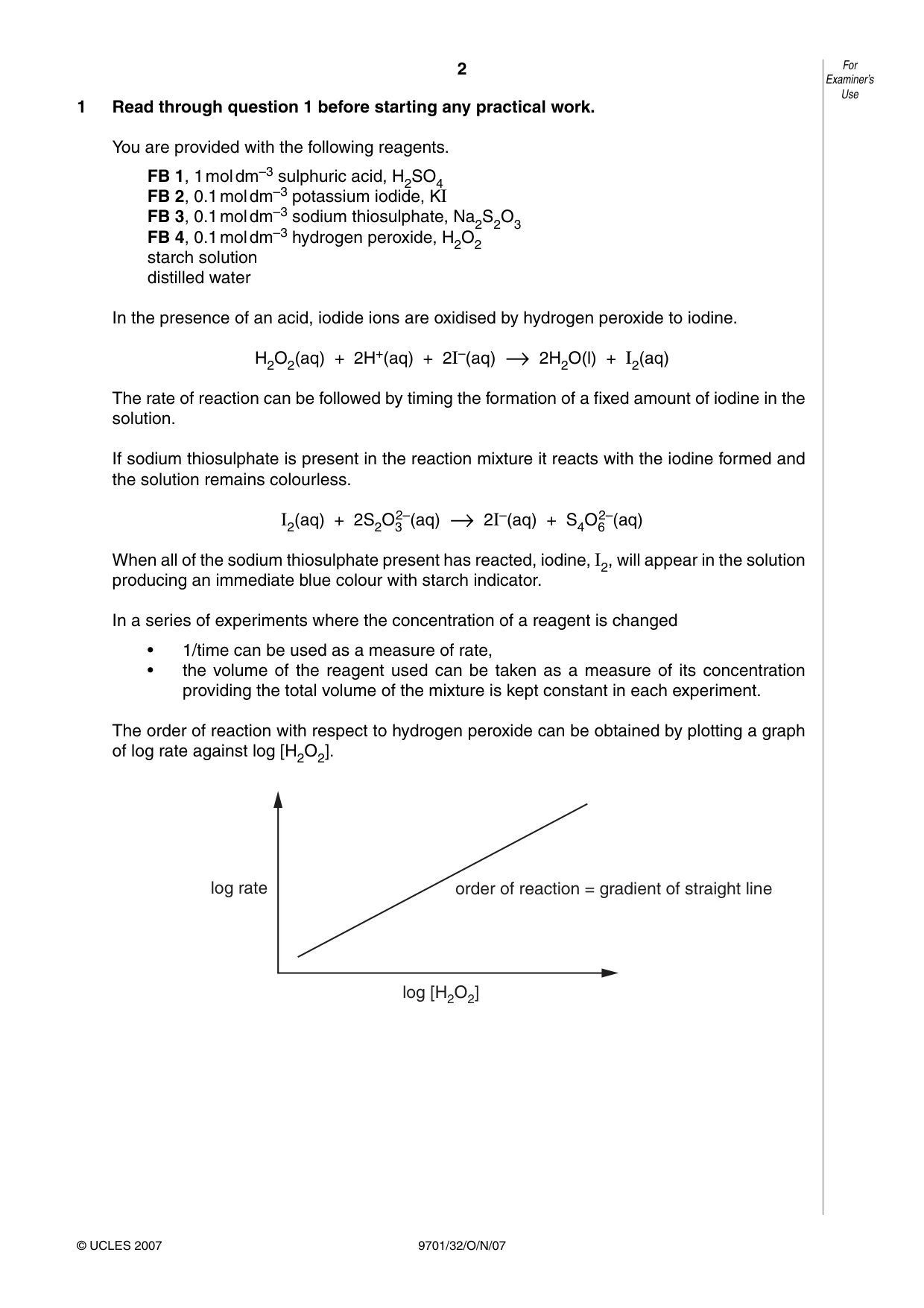 Cambridge A Level Chemistry 9701 2007 Oct/Nov Paper 3 · Variant 2 question paper, page 2 of 12