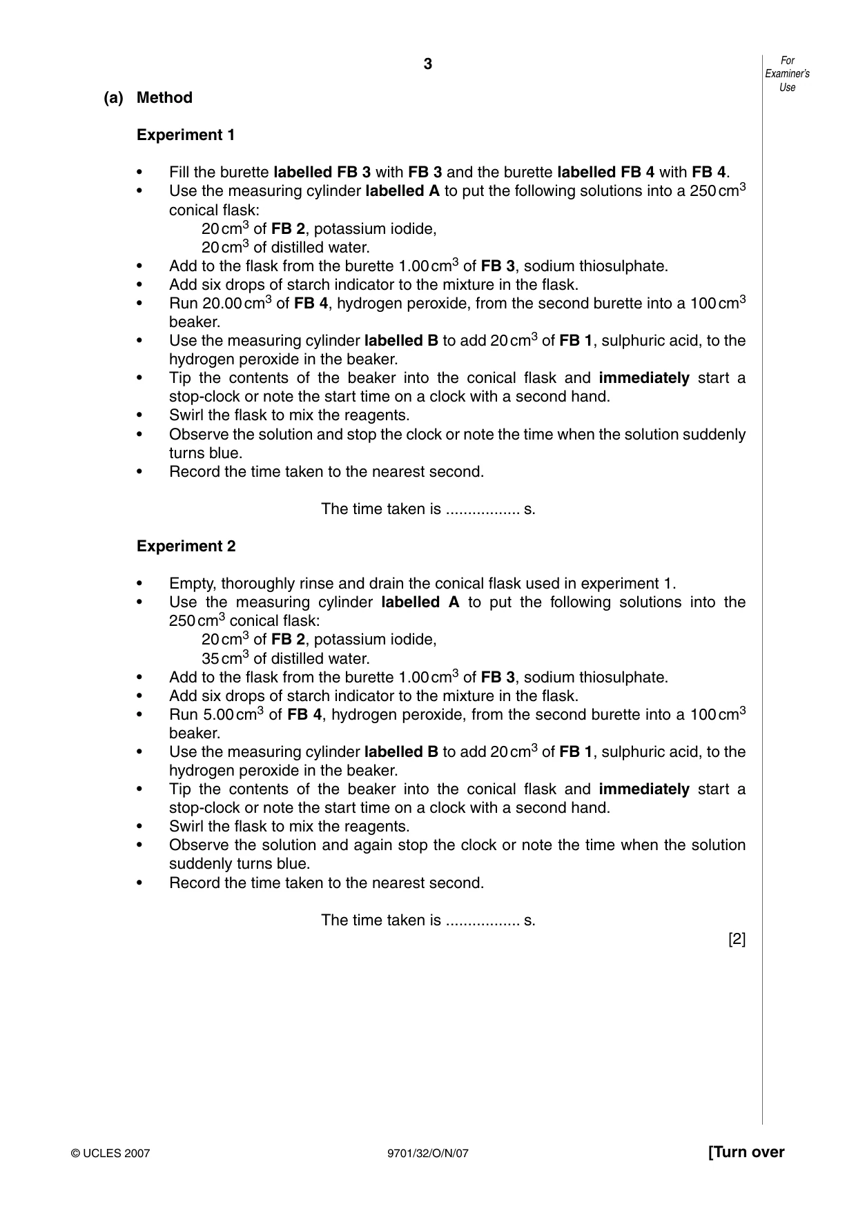 Cambridge A Level Chemistry 9701 2007 Oct/Nov Paper 3 · Variant 2 question paper, page 3 of 12