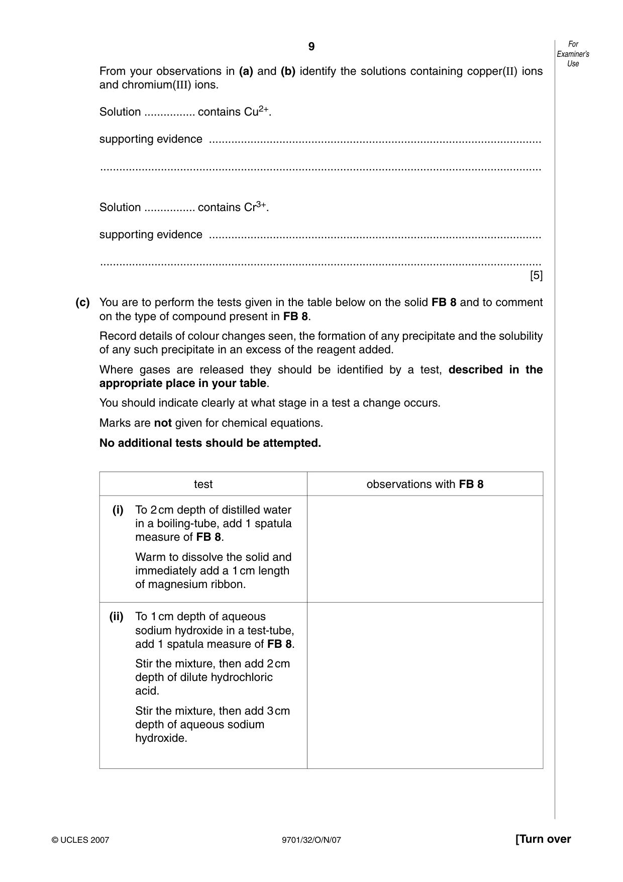 Cambridge A Level Chemistry 9701 2007 Oct/Nov Paper 3 · Variant 2 question paper, page 9 of 12