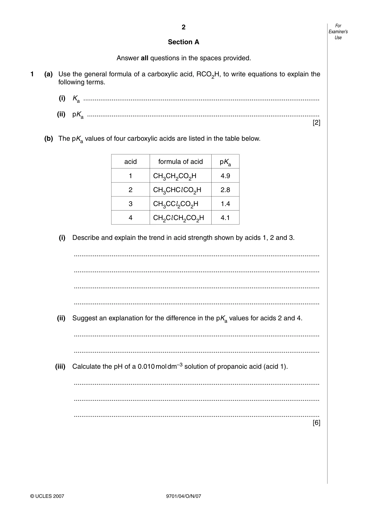 Cambridge A Level Chemistry 9701 2007 Oct/Nov Paper 4 · Variant 1 question paper, page 2 of 16