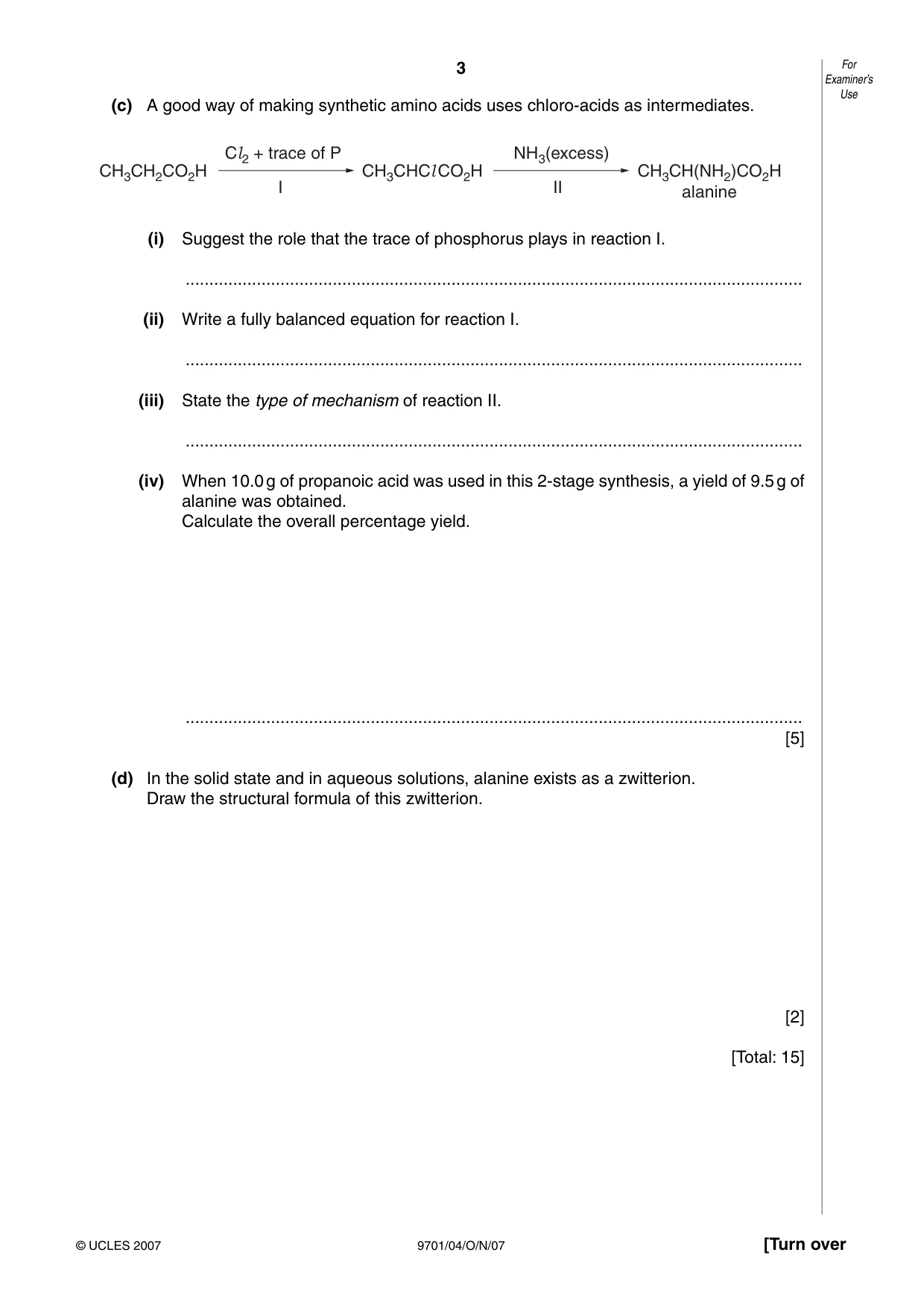 Cambridge A Level Chemistry 9701 2007 Oct/Nov Paper 4 · Variant 1 question paper, page 3 of 16