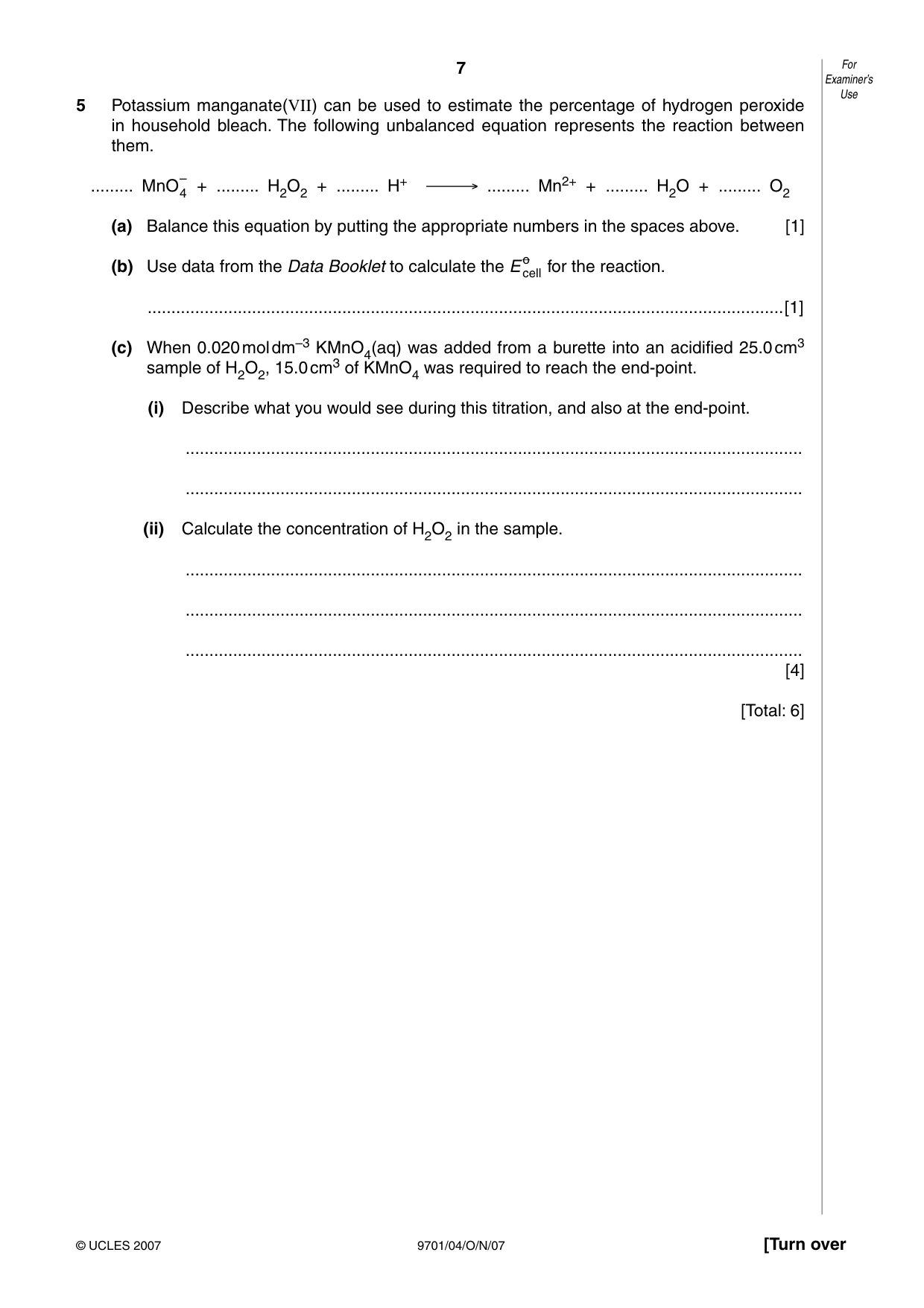 Cambridge A Level Chemistry 9701 2007 Oct/Nov Paper 4 · Variant 1 question paper, page 7 of 16