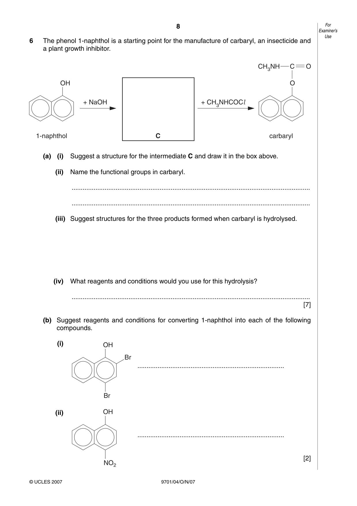 Cambridge A Level Chemistry 9701 2007 Oct/Nov Paper 4 · Variant 1 question paper, page 8 of 16