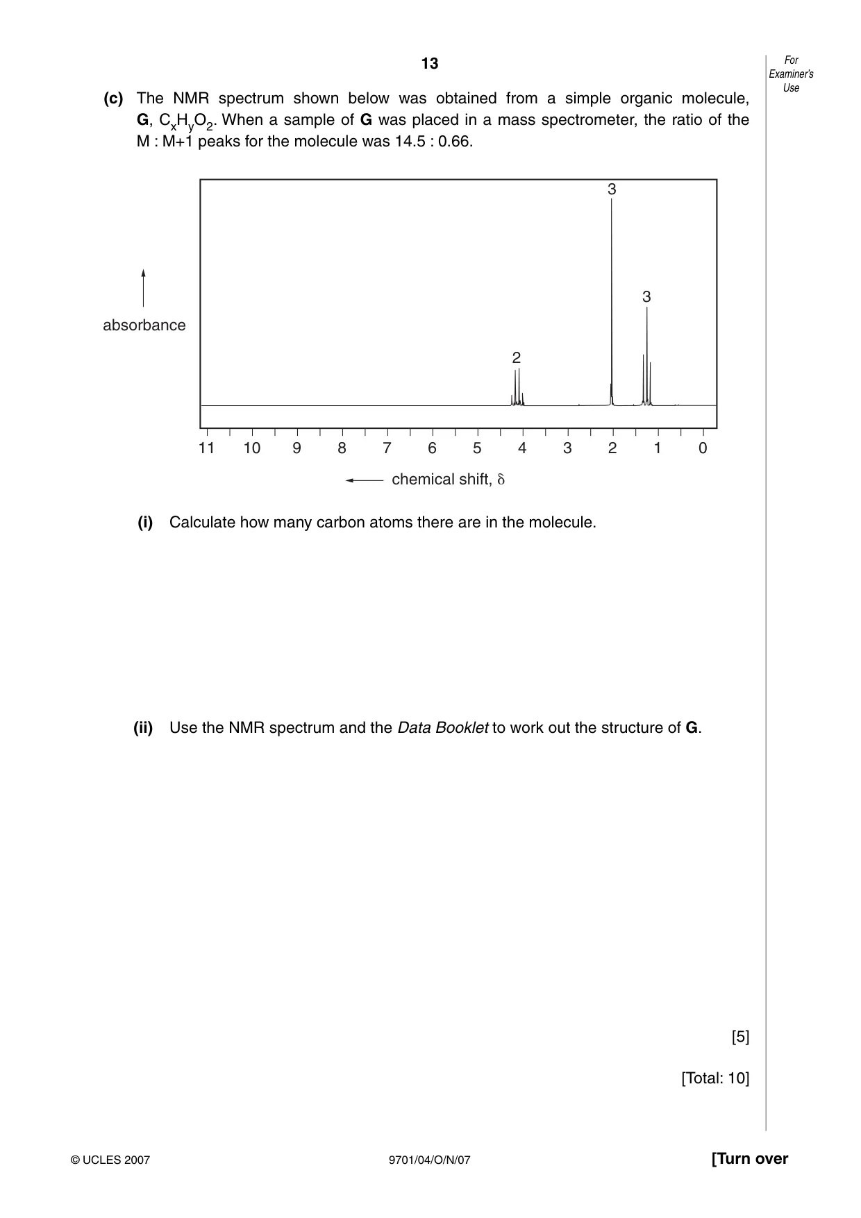 Cambridge A Level Chemistry 9701 2007 Oct/Nov Paper 4 · Variant 1 question paper, page 13 of 16