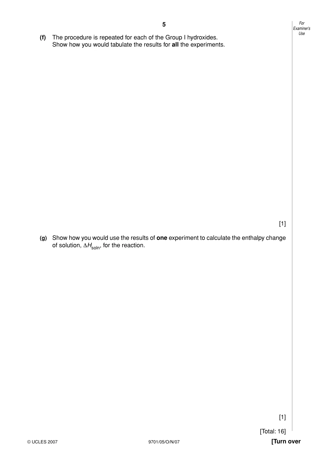Cambridge A Level Chemistry 9701 2007 Oct/Nov Paper 5 · Variant 1 question paper, page 5 of 12