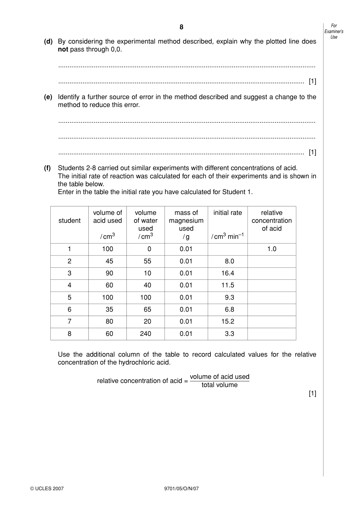 Cambridge A Level Chemistry 9701 2007 Oct/Nov Paper 5 · Variant 1 question paper, page 8 of 12
