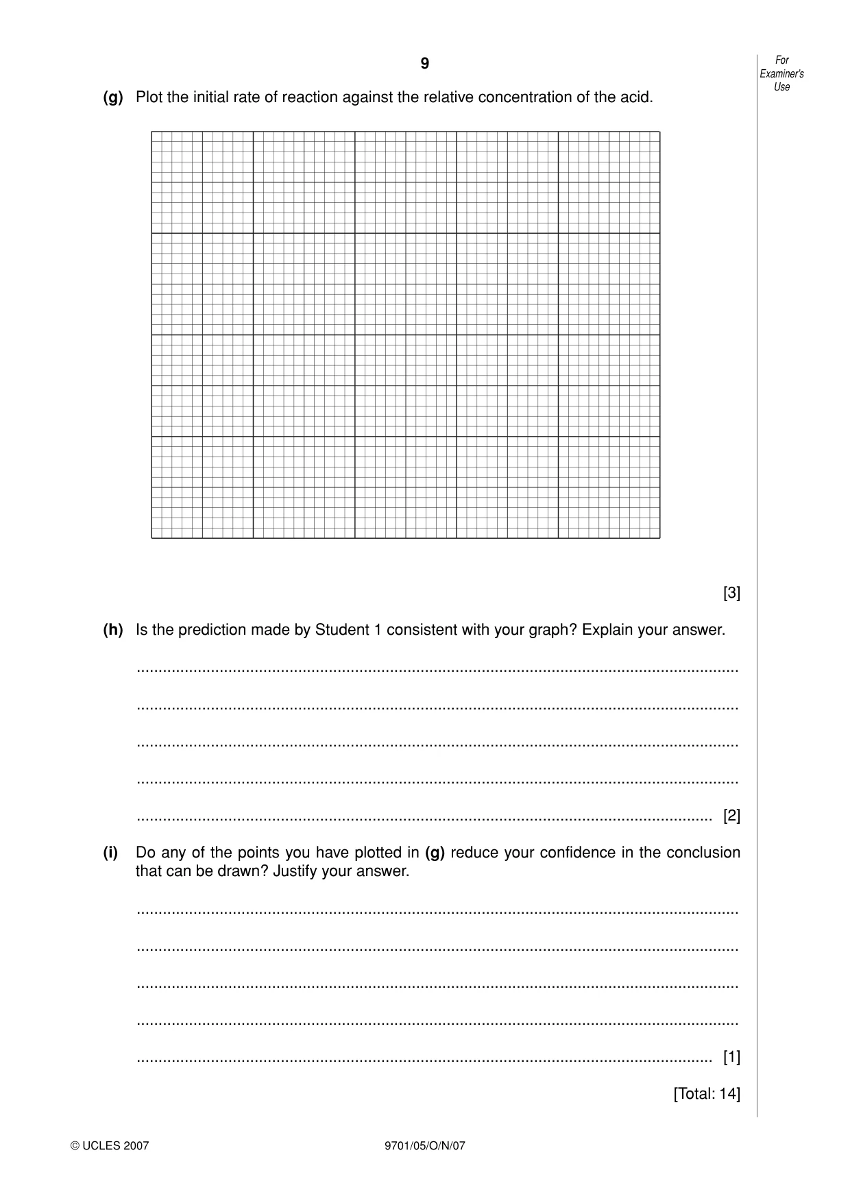 Cambridge A Level Chemistry 9701 2007 Oct/Nov Paper 5 · Variant 1 question paper, page 9 of 12