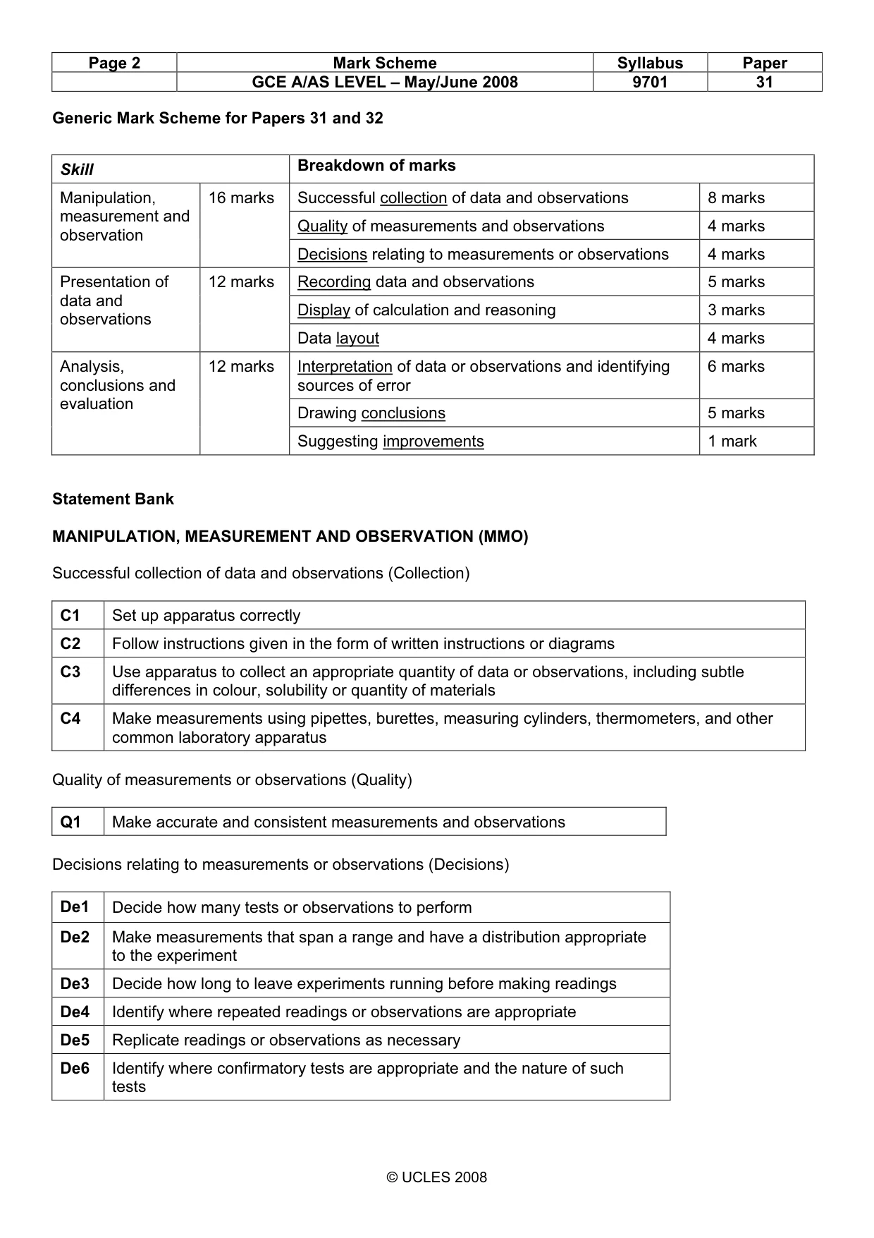 Mark scheme, page 2 of 11