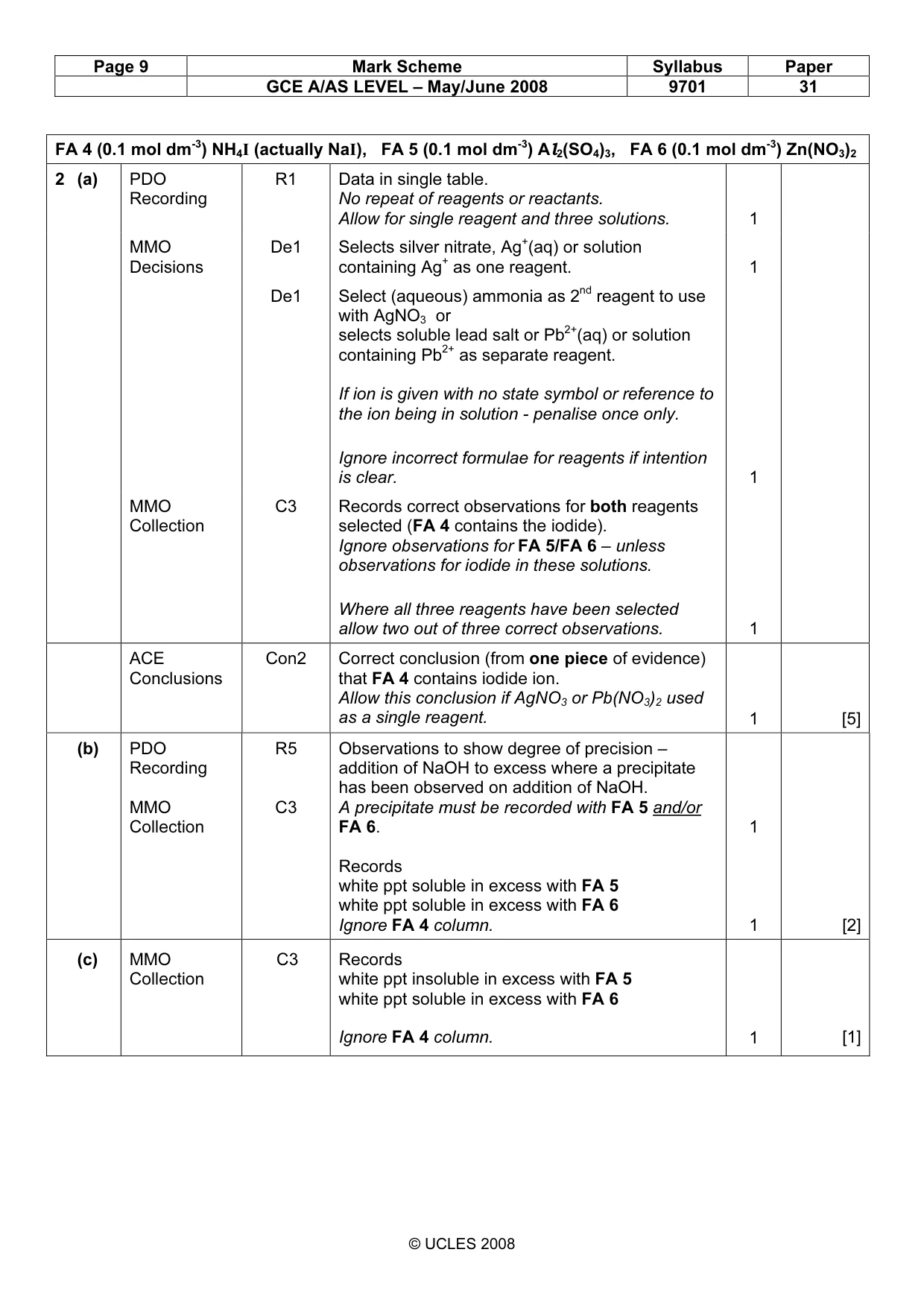 Mark scheme, page 9 of 11
