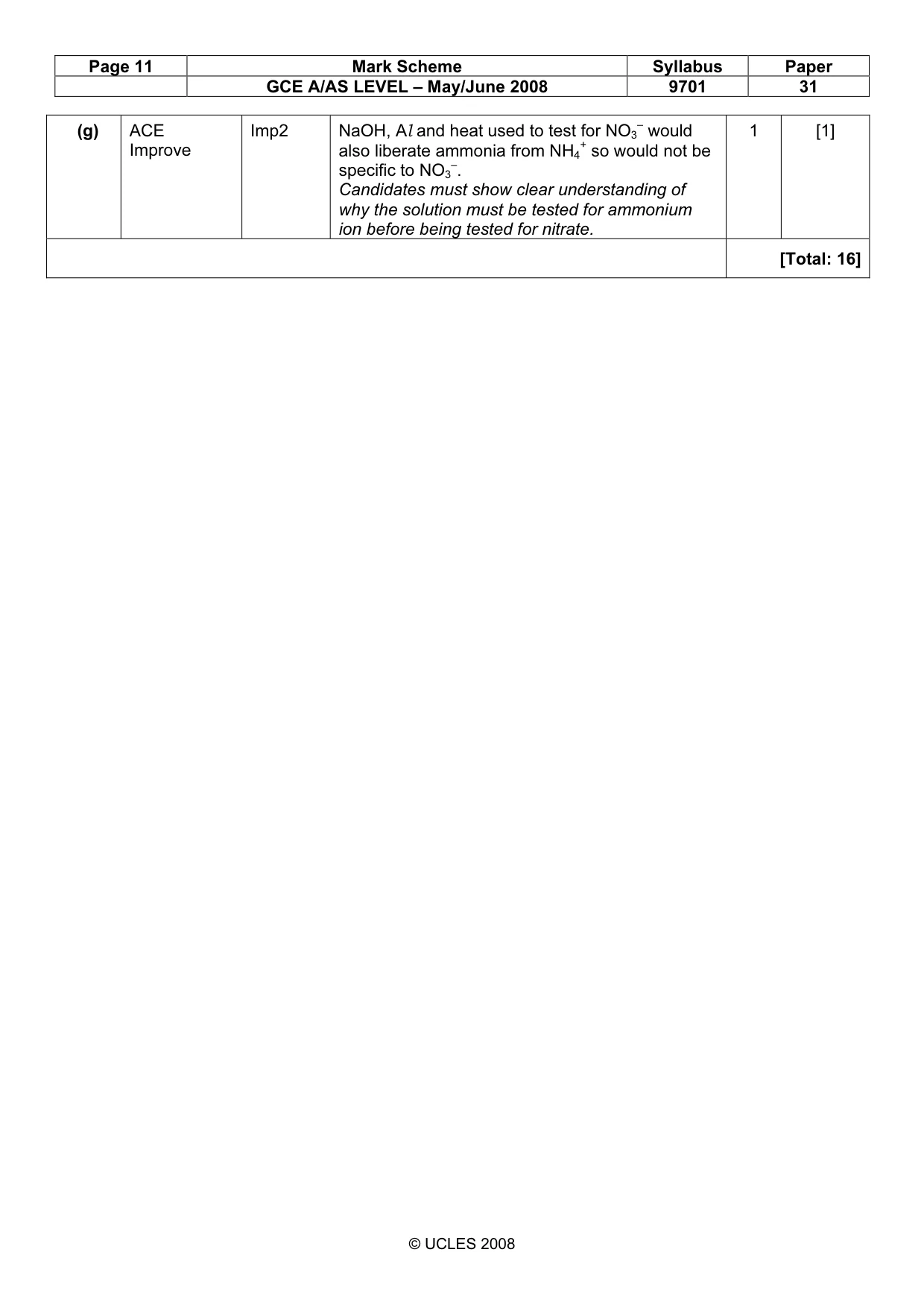Mark scheme, page 11 of 11