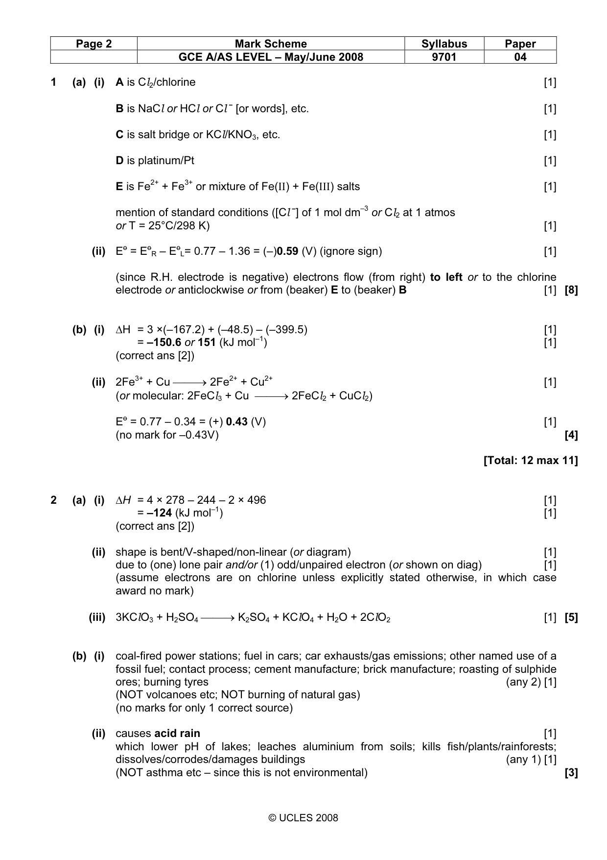 Mark scheme, page 2 of 9