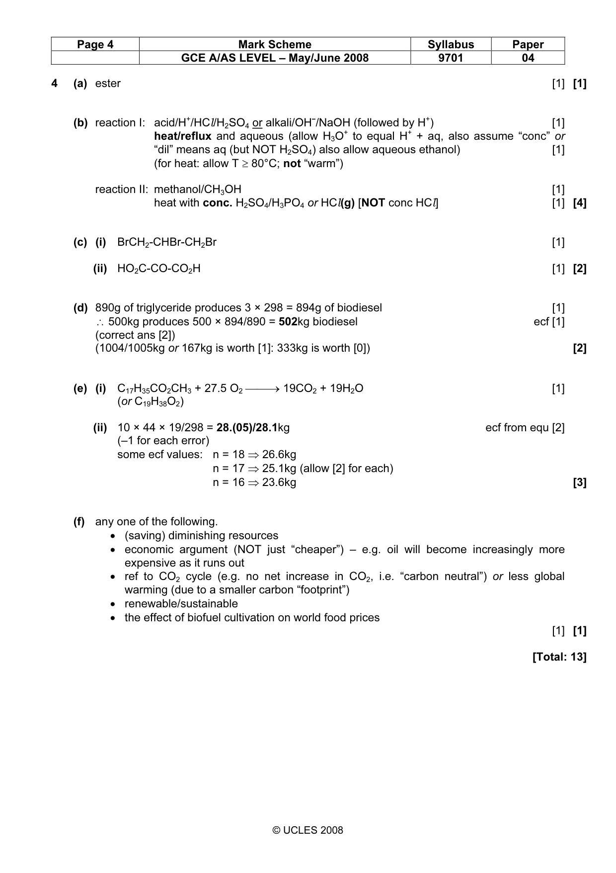 Mark scheme, page 4 of 9