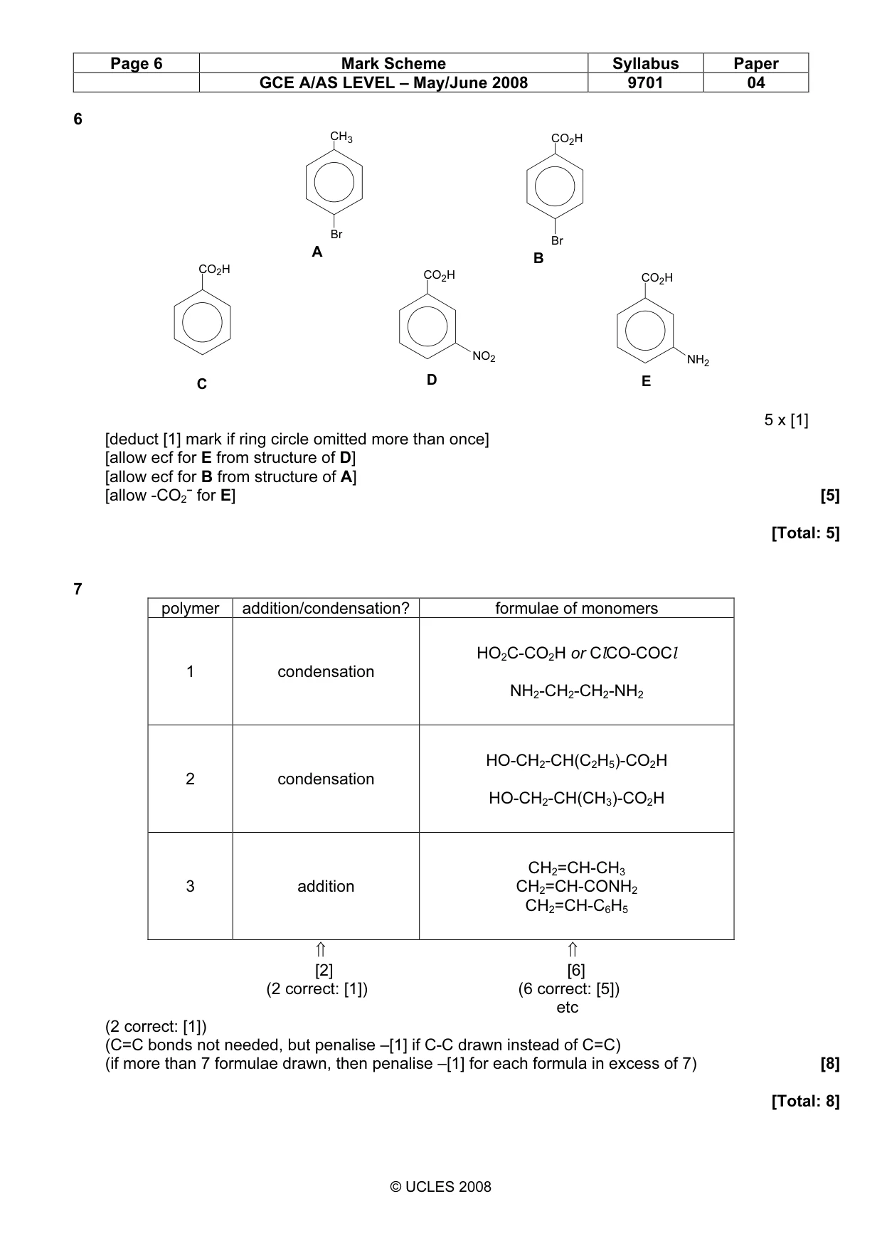 Mark scheme, page 6 of 9