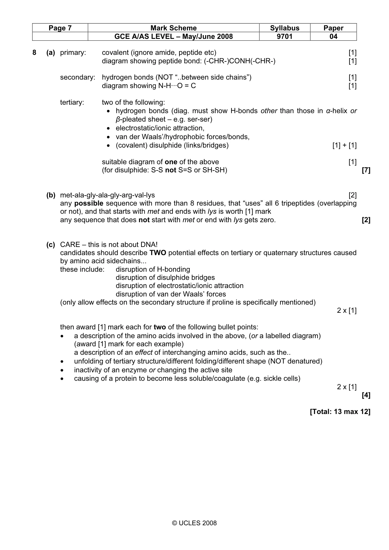 Mark scheme, page 7 of 9